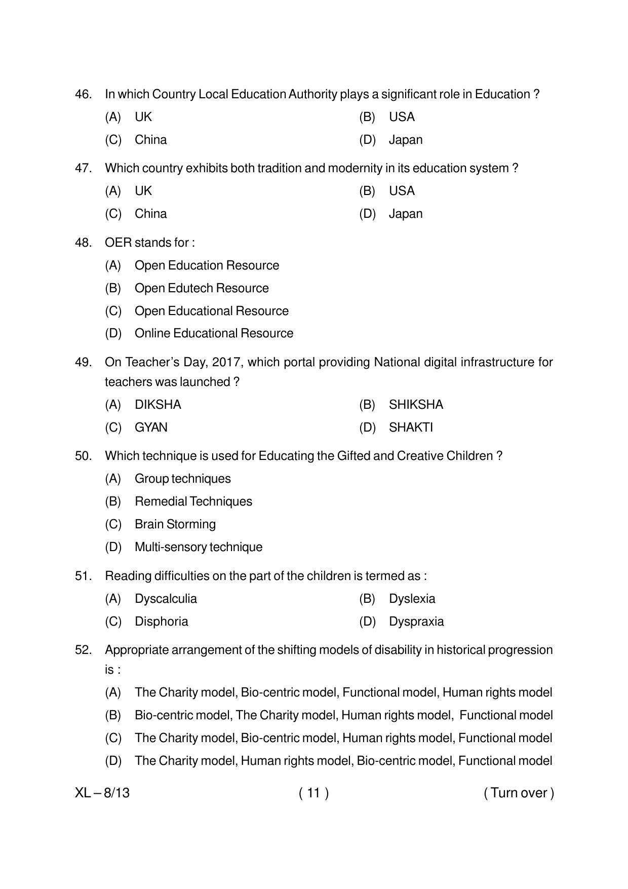 Odisha CPET EDUCATION 2020 Question Paper - Page 11