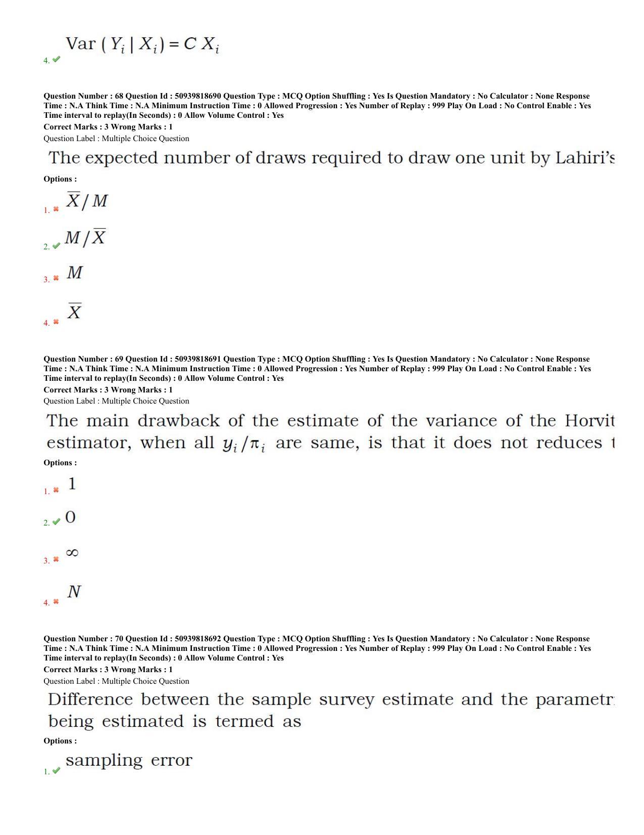 BHU RET Statistics 2020 Question Paper - Page 31