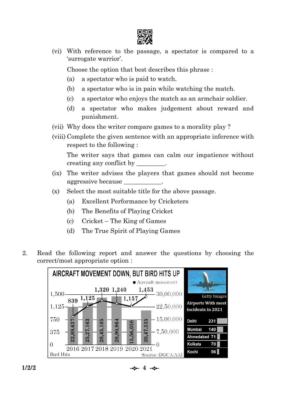 CBSE Class 12 1-2-2 English Core 2023 Question Paper - Page 4
