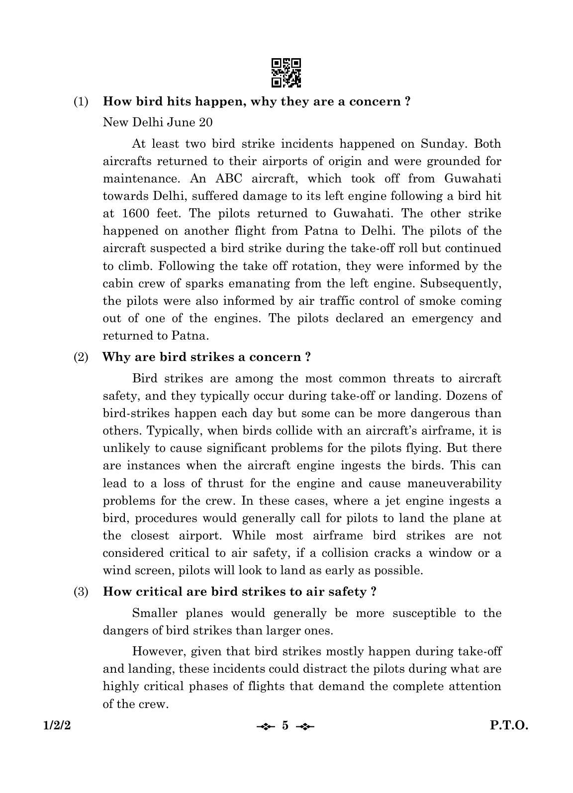 CBSE Class 12 1-2-2 English Core 2023 Question Paper - Page 5