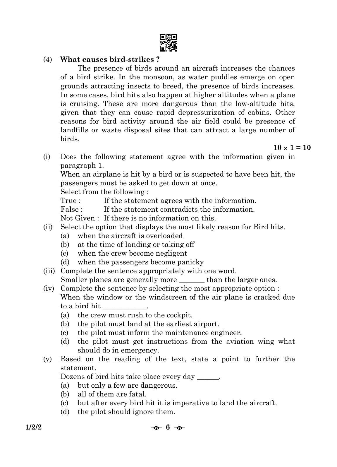 CBSE Class 12 1-2-2 English Core 2023 Question Paper - Page 6