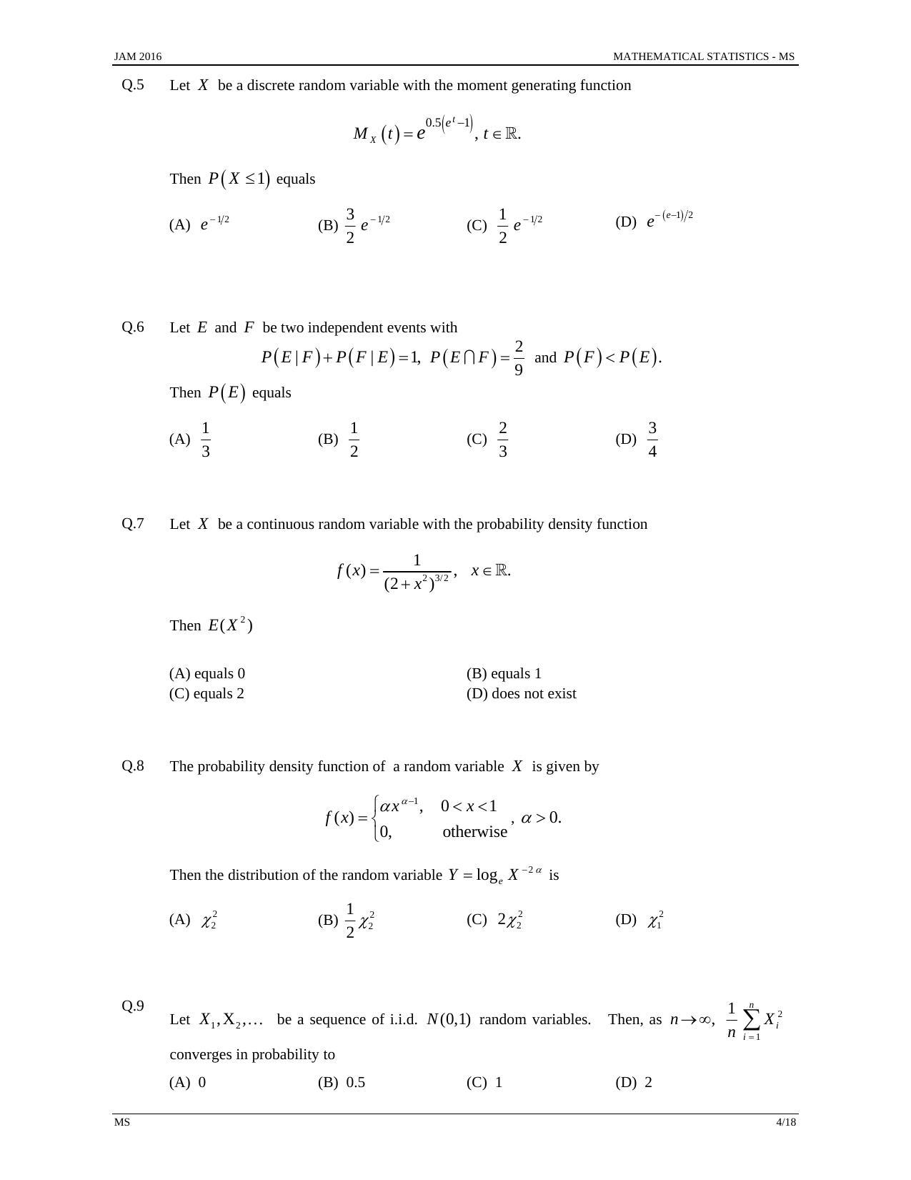 JAM 2016: MS Question Paper - Page 3