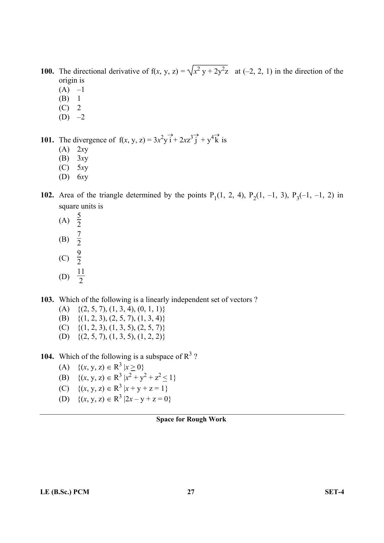 OJEE 2013 LE B.Sc PCM Set 4 Question Paper - Page 26