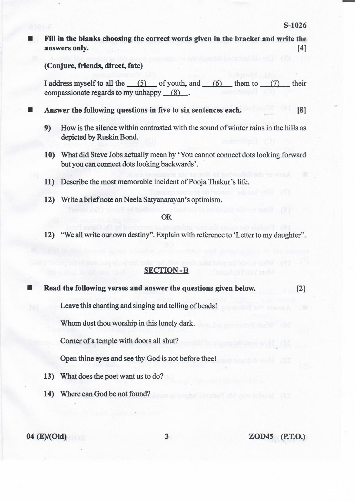Gujarat Board Class 10th ENGLISH FL OLD Question Paper - Page 3