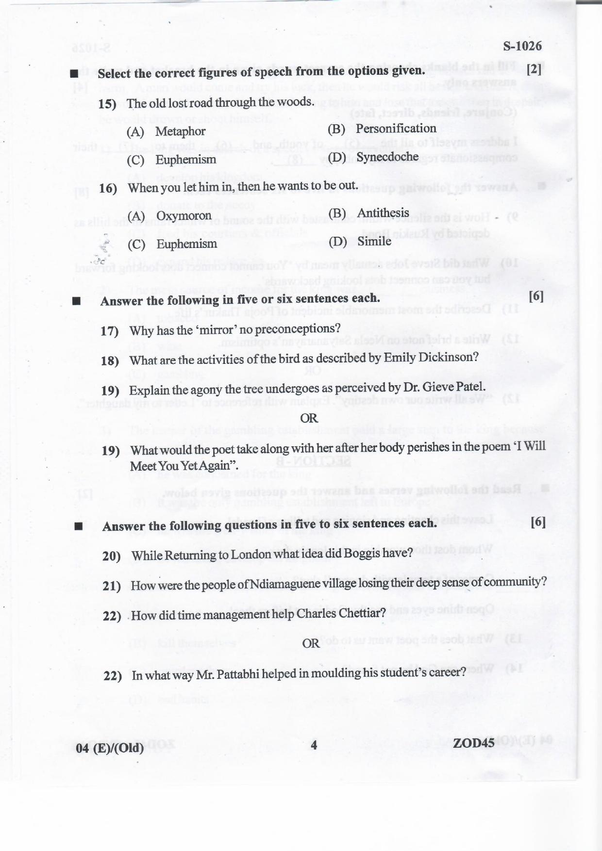 Gujarat Board Class 10th ENGLISH FL OLD Question Paper - Page 4