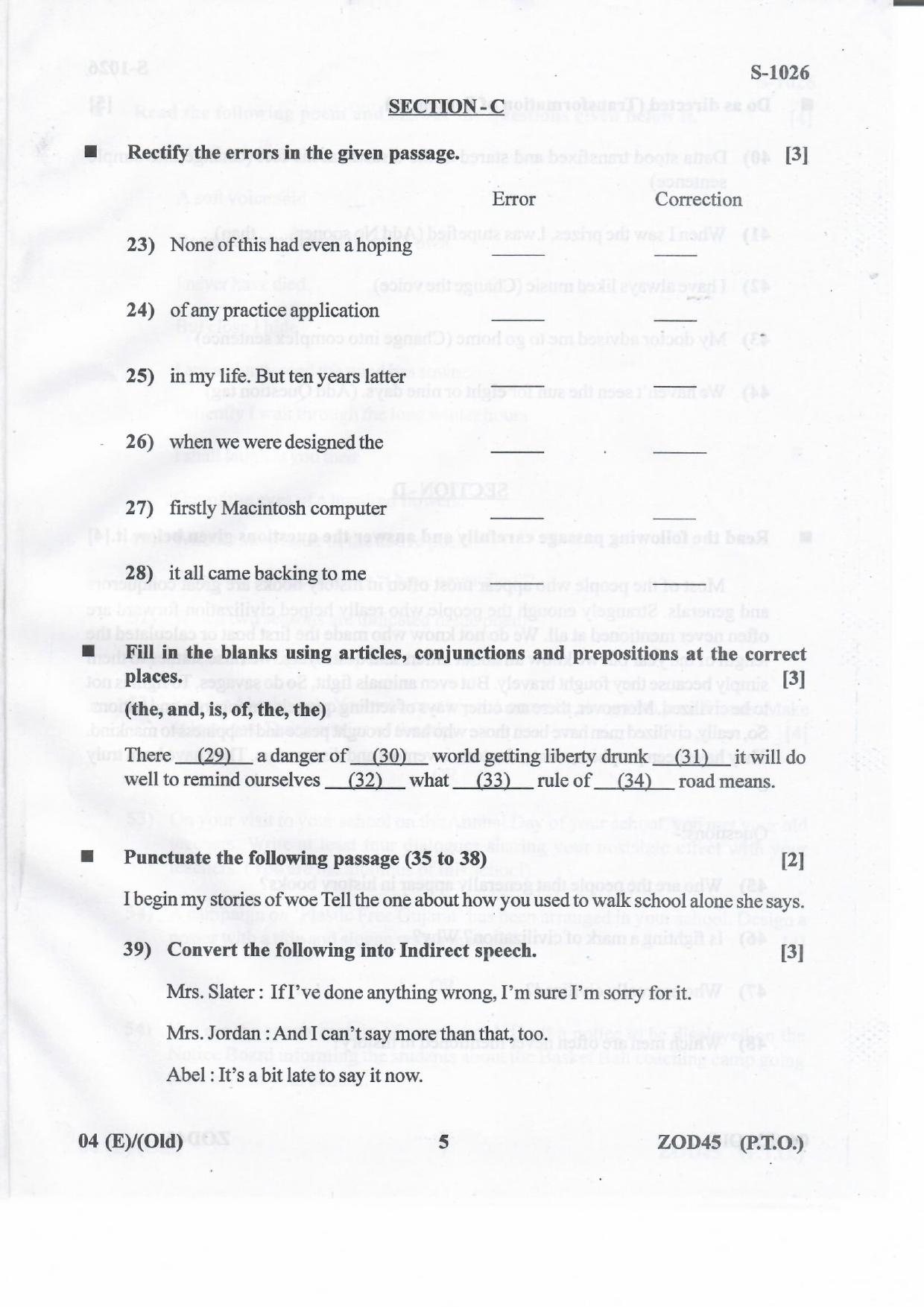 Gujarat Board Class 10th ENGLISH FL OLD Question Paper - Page 5