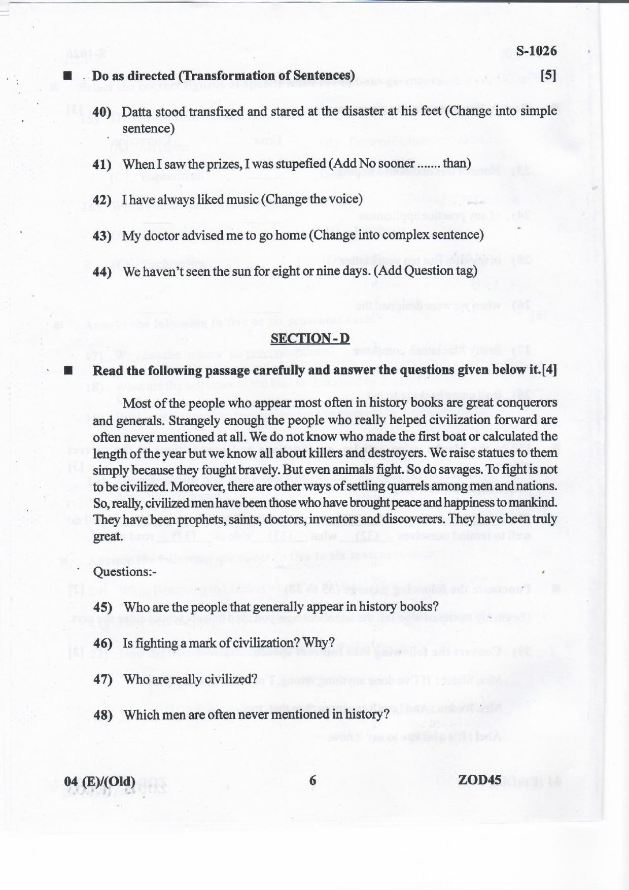 Gujarat Board Class 10th ENGLISH FL OLD Question Paper - Page 6