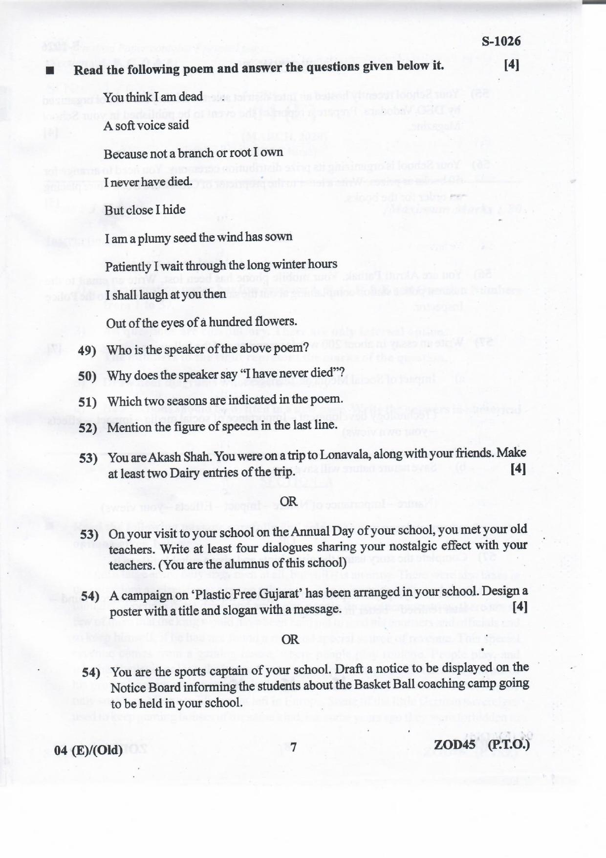 Gujarat Board Class 10th ENGLISH FL OLD Question Paper - Page 7