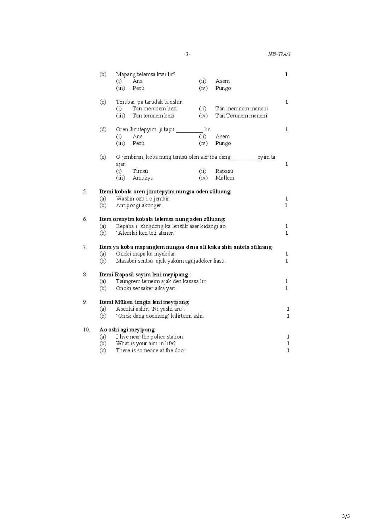 Nagaland Board Class 10 AO 2021 Question Paper - Page 3