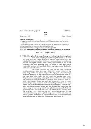Nagaland Board Class 10 AO 2021 Question Paper