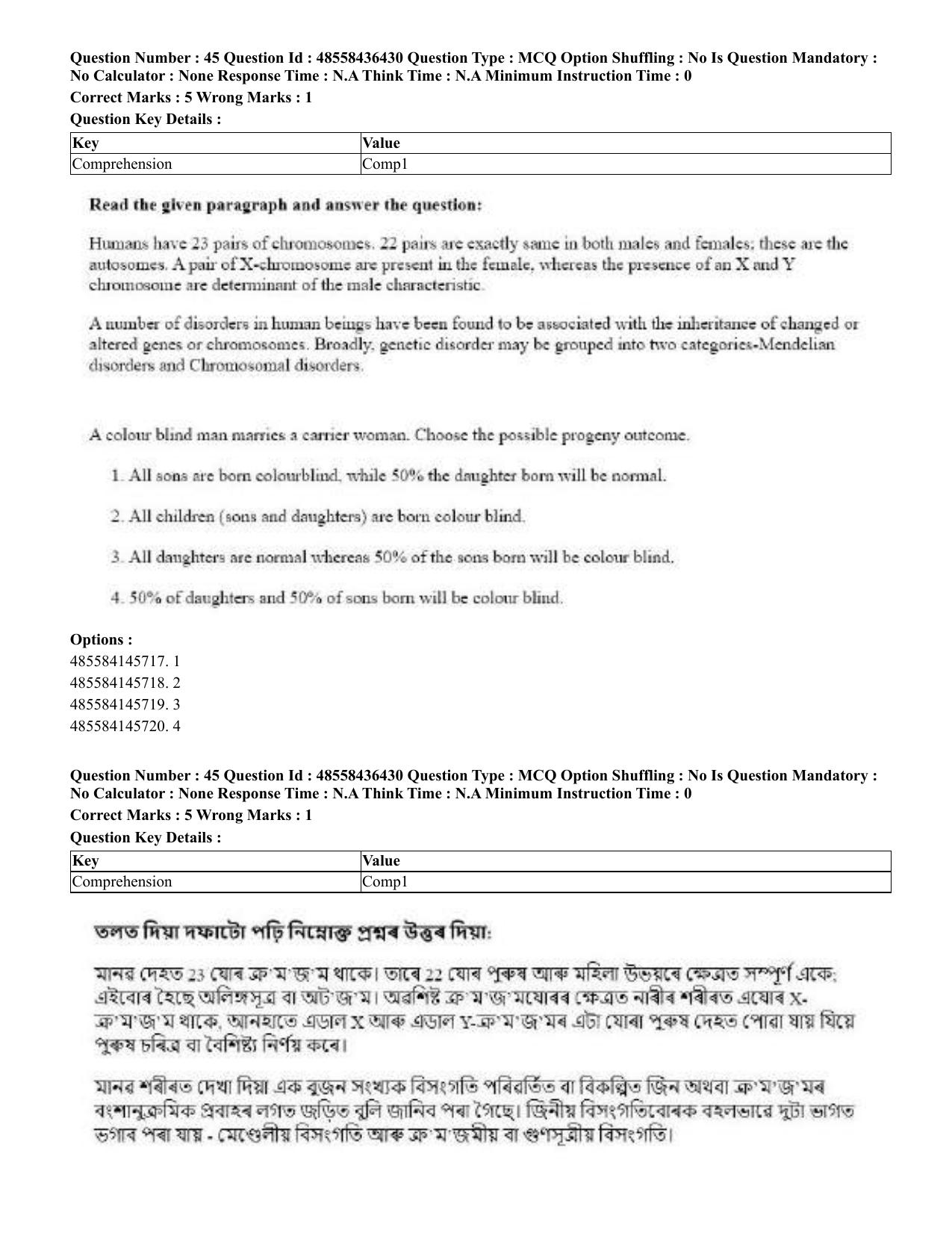 CUET 2023 English Assamese Shift 3 Question Papers - Page 51