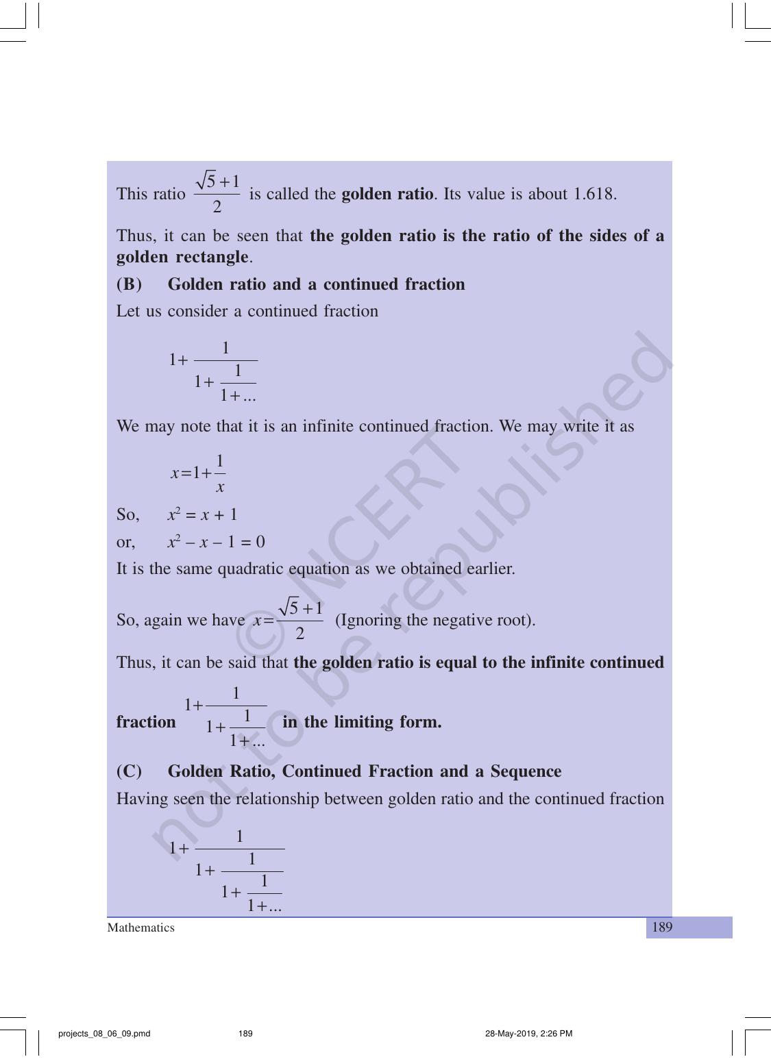 NCERT Laboratory Manuals for Class X Mathematics - Projects - Page 10