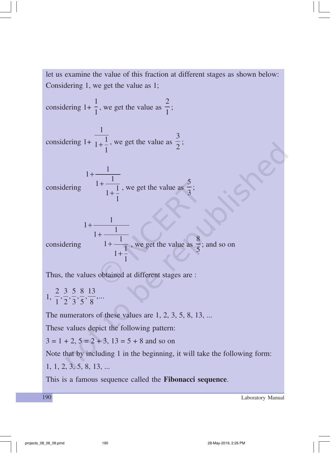 NCERT Laboratory Manuals for Class X Mathematics - Projects - Page 11