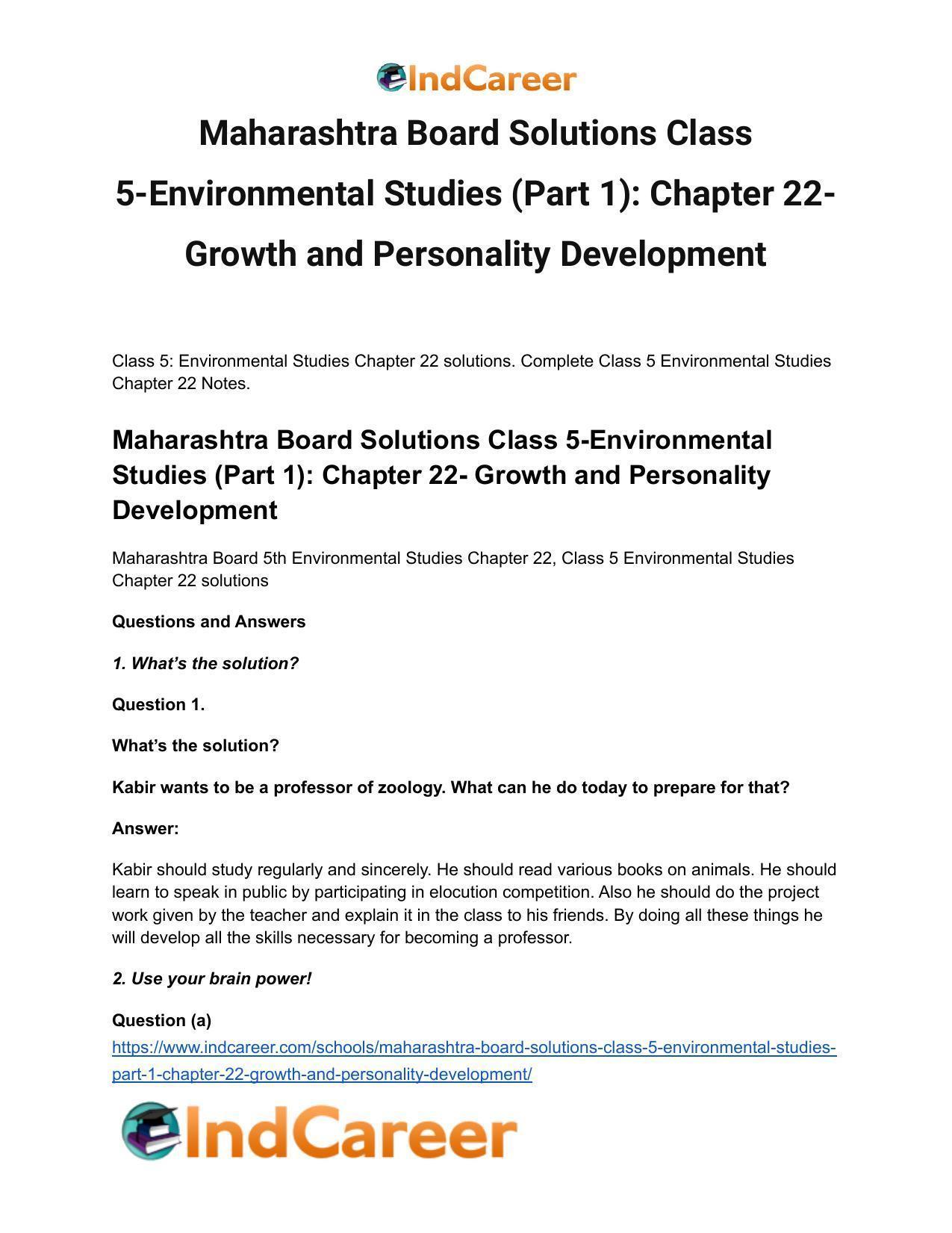 Maharashtra Board Solutions Class 5-Environmental Studies (Part 1): Chapter 22- Growth and Personality Development - Page 2