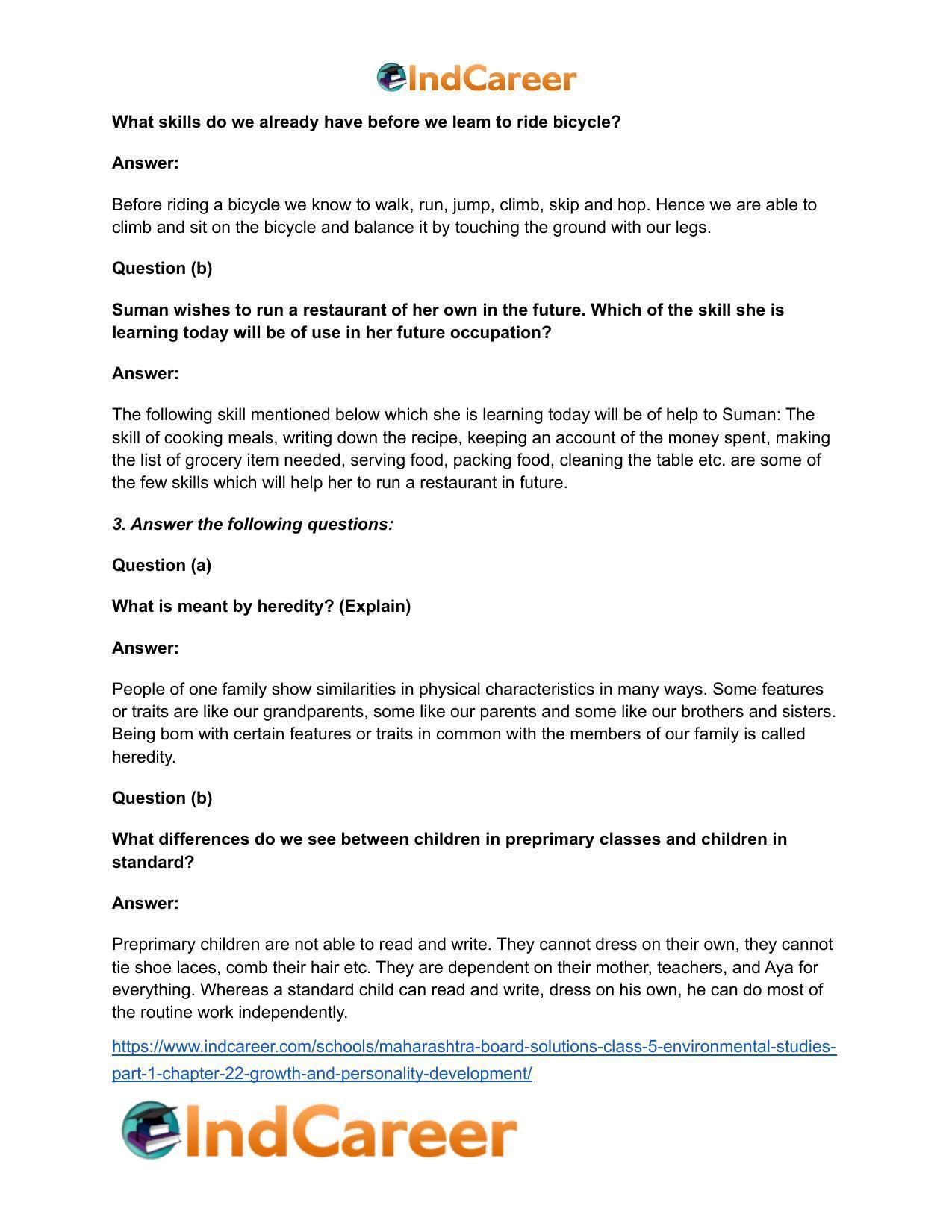 Maharashtra Board Solutions Class 5-Environmental Studies (Part 1): Chapter 22- Growth and Personality Development - Page 3