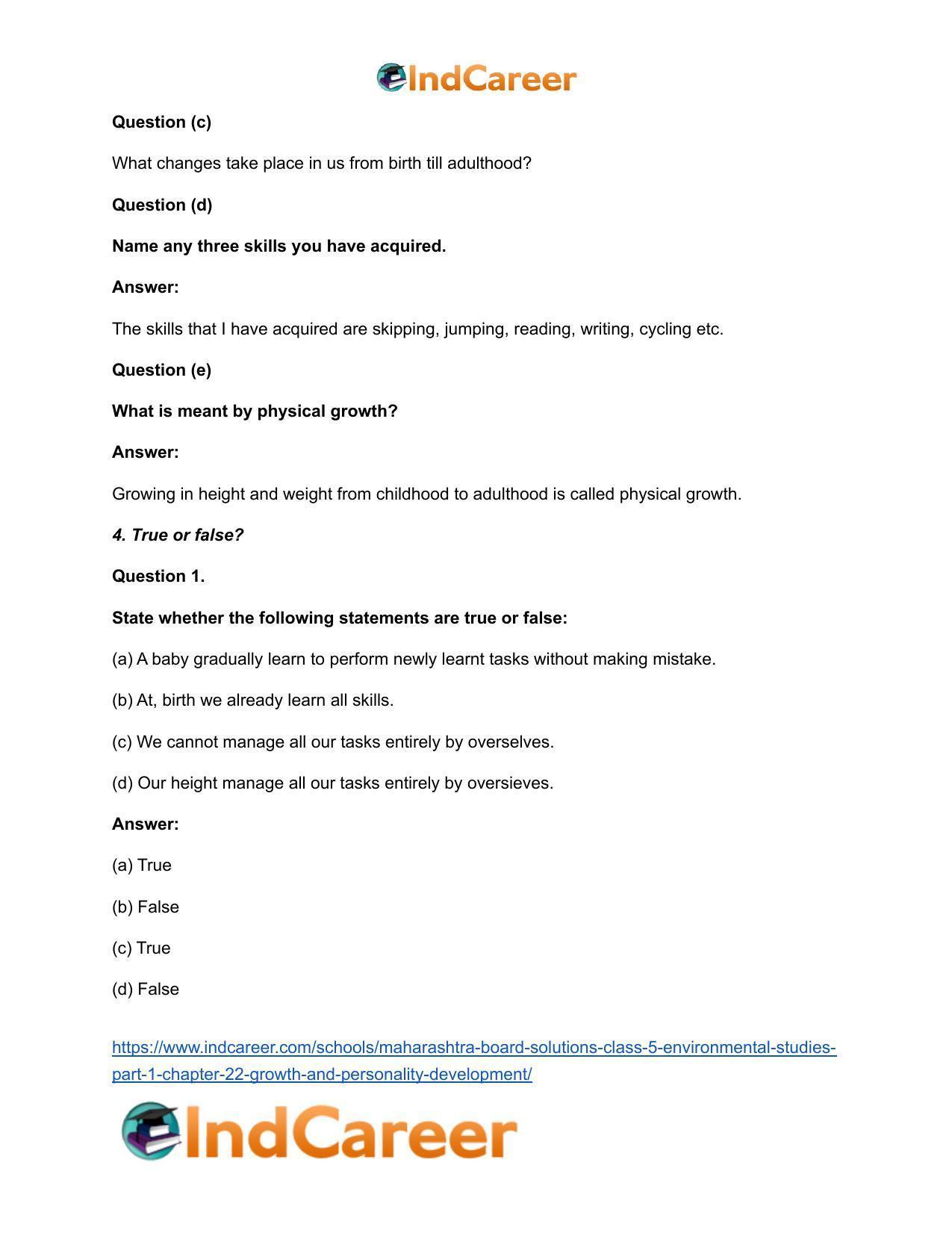 Maharashtra Board Solutions Class 5-Environmental Studies (Part 1): Chapter 22- Growth and Personality Development - Page 4