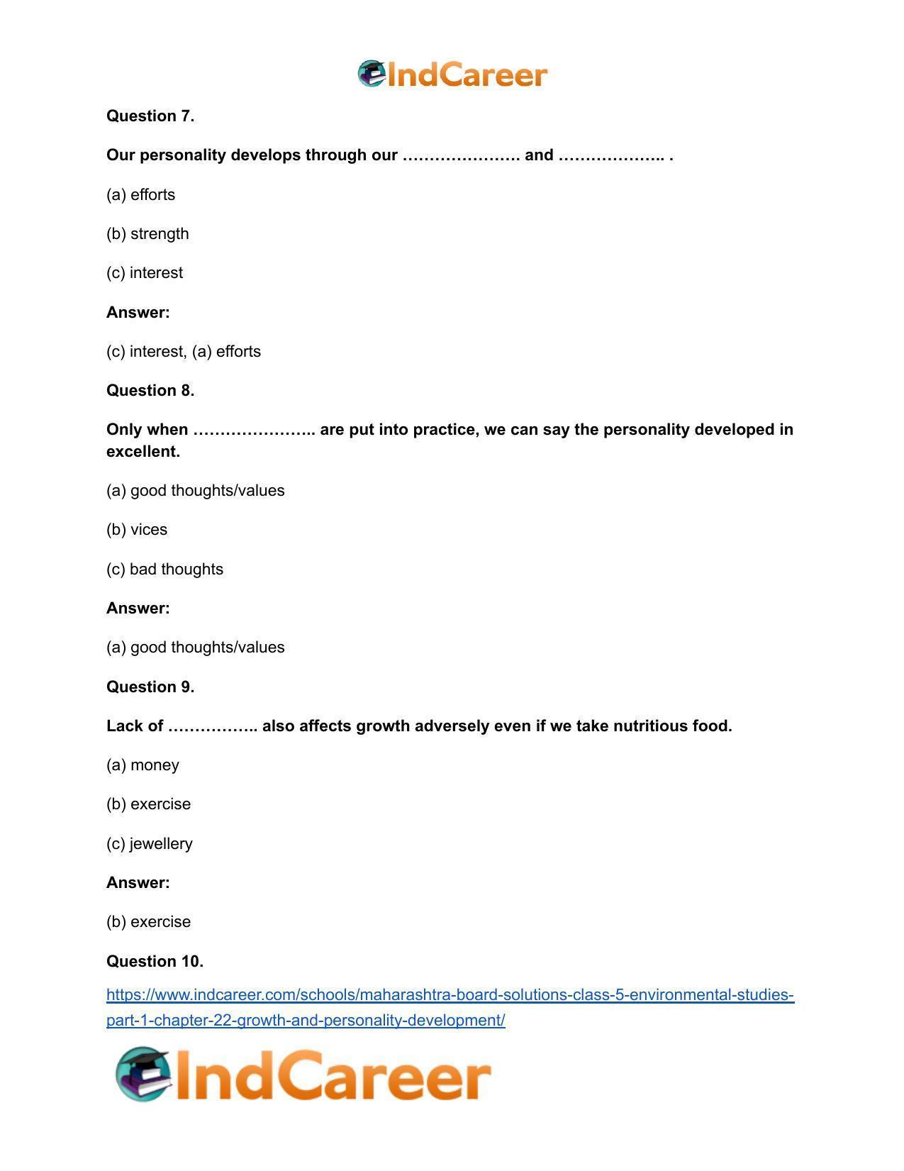 Maharashtra Board Solutions Class 5-Environmental Studies (Part 1): Chapter 22- Growth and Personality Development - Page 7