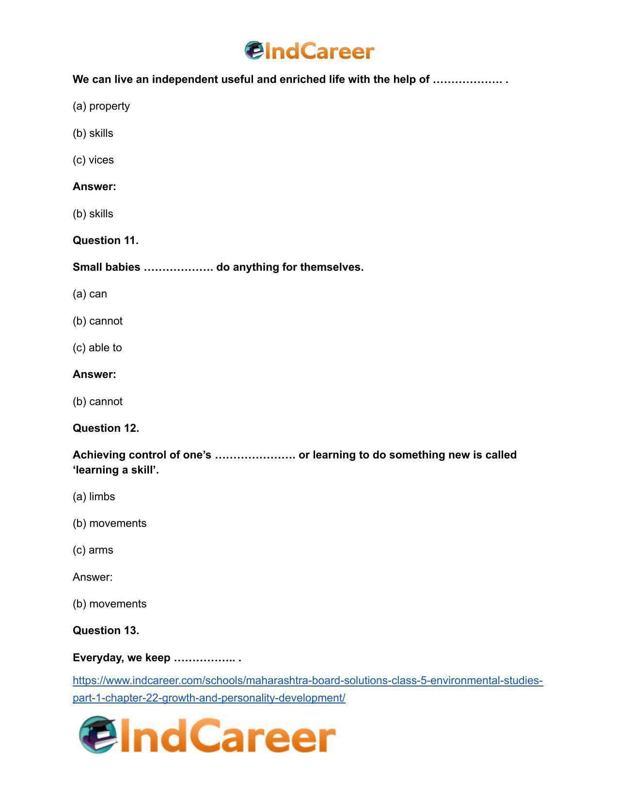 Maharashtra Board Solutions Class 5-Environmental Studies (Part 1): Chapter 22- Growth and Personality Development - Page 8