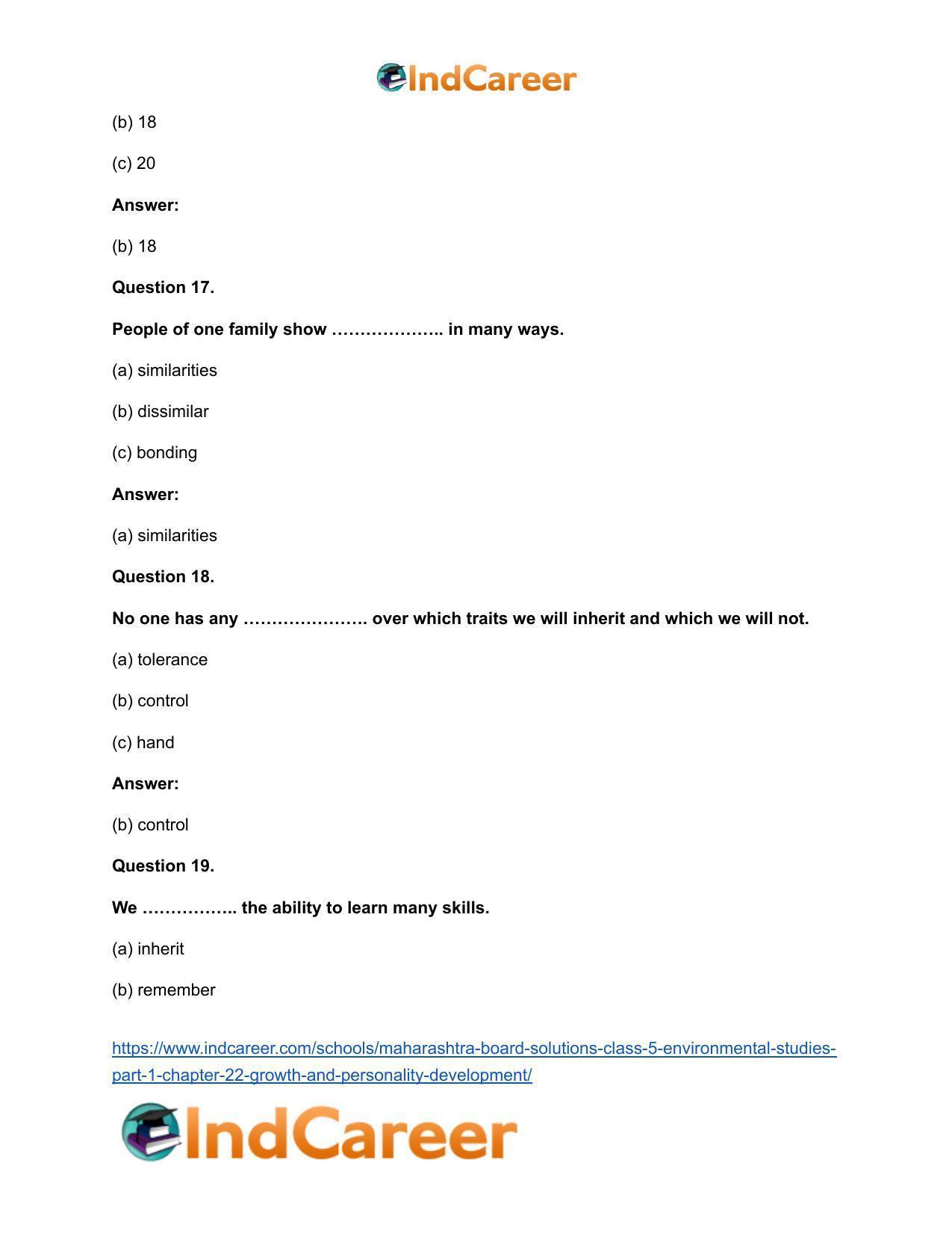 Maharashtra Board Solutions Class 5-Environmental Studies (Part 1): Chapter 22- Growth and Personality Development - Page 10