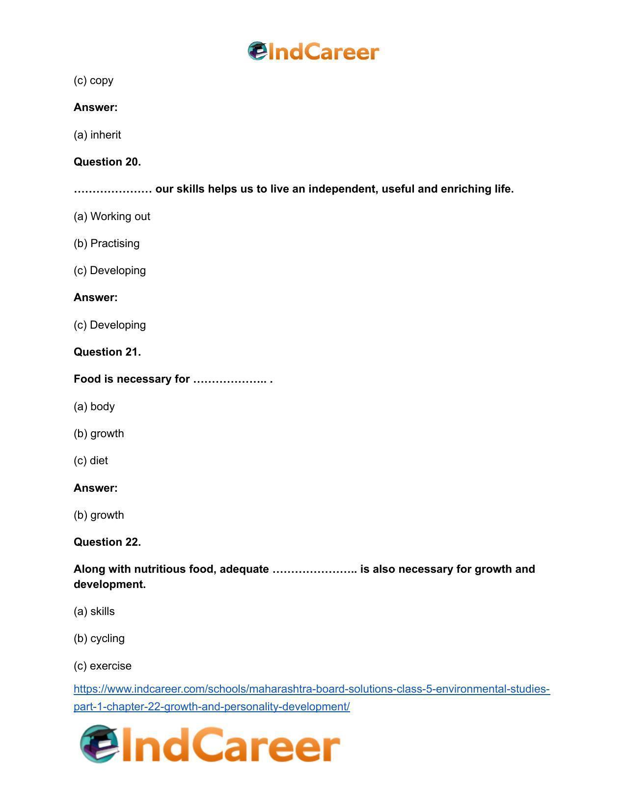 Maharashtra Board Solutions Class 5-Environmental Studies (Part 1): Chapter 22- Growth and Personality Development - Page 11