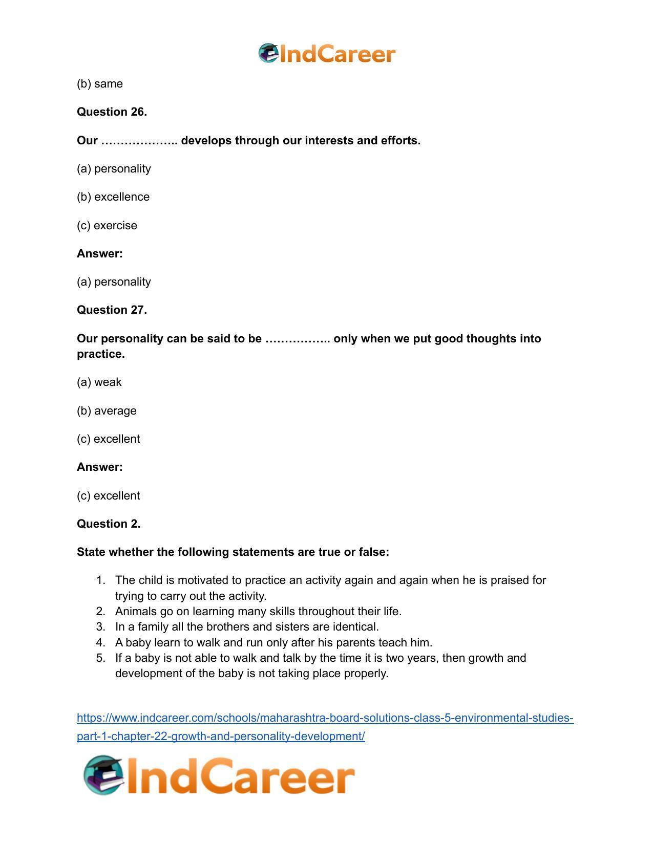 Maharashtra Board Solutions Class 5-Environmental Studies (Part 1): Chapter 22- Growth and Personality Development - Page 13