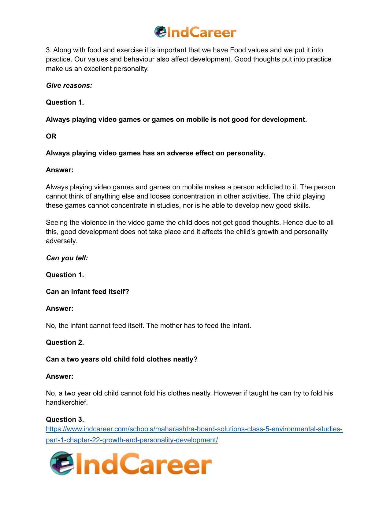 Maharashtra Board Solutions Class 5-Environmental Studies (Part 1): Chapter 22- Growth and Personality Development - Page 18