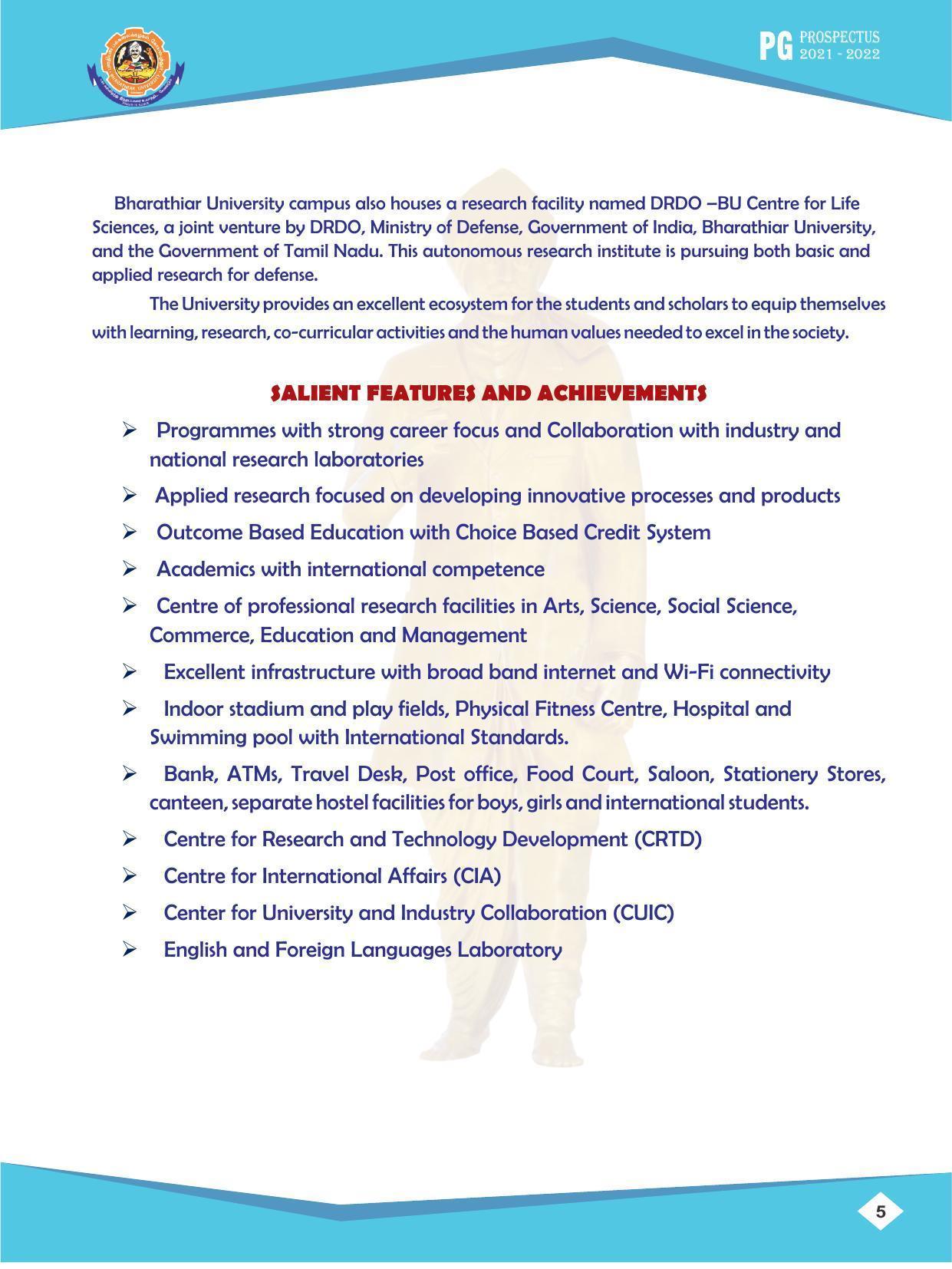 Bharathiar University, Coimbatore PG Prospectus 2021-22 - Page 5