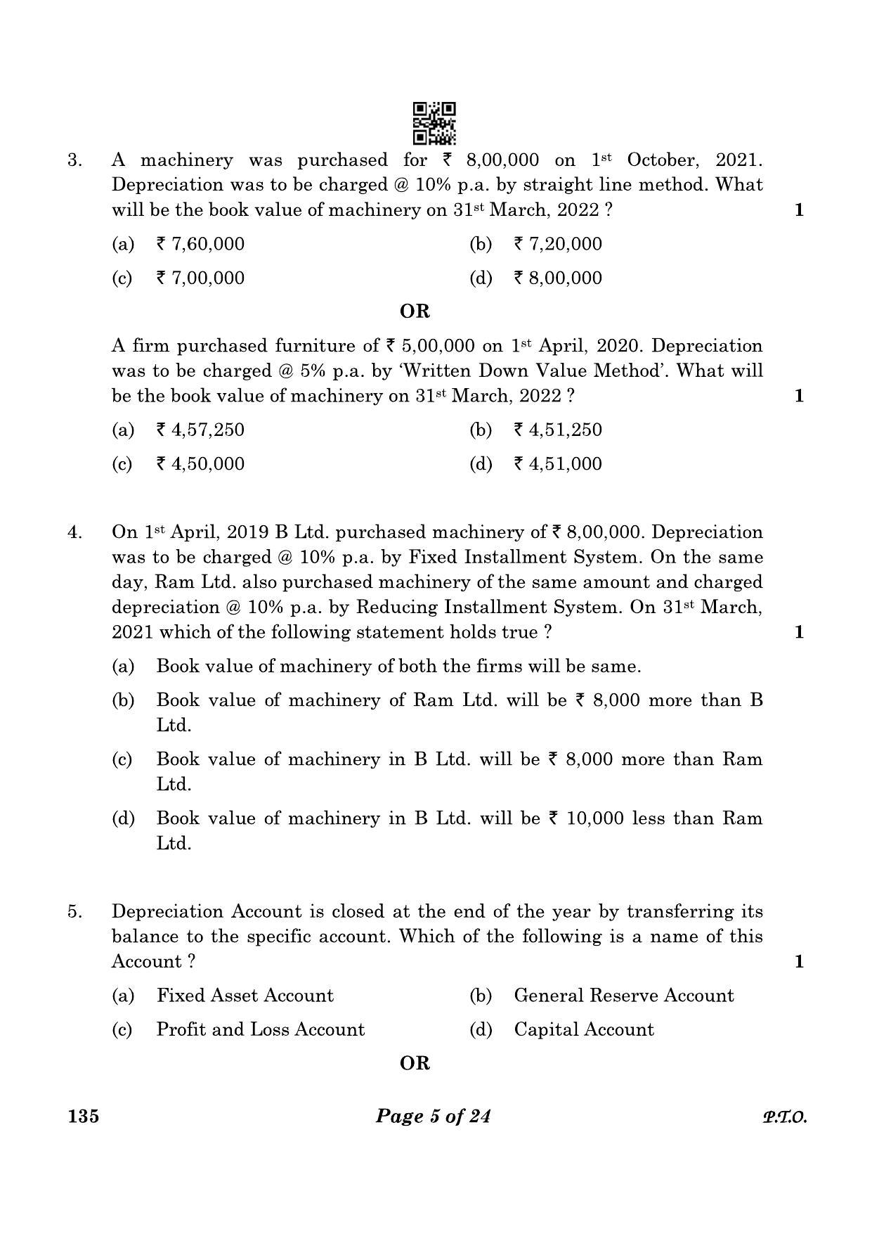 CBSE Class 10 135 Elements Of Book-keeping And Accountancy 2023 Question Paper - Page 5
