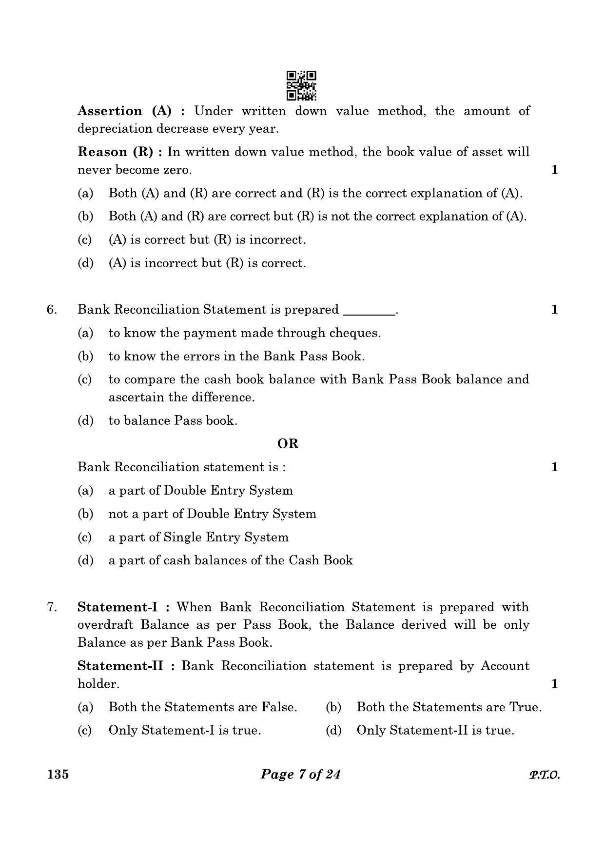 CBSE Class 10 135 Elements Of Book-keeping And Accountancy 2023 Question Paper - Page 7