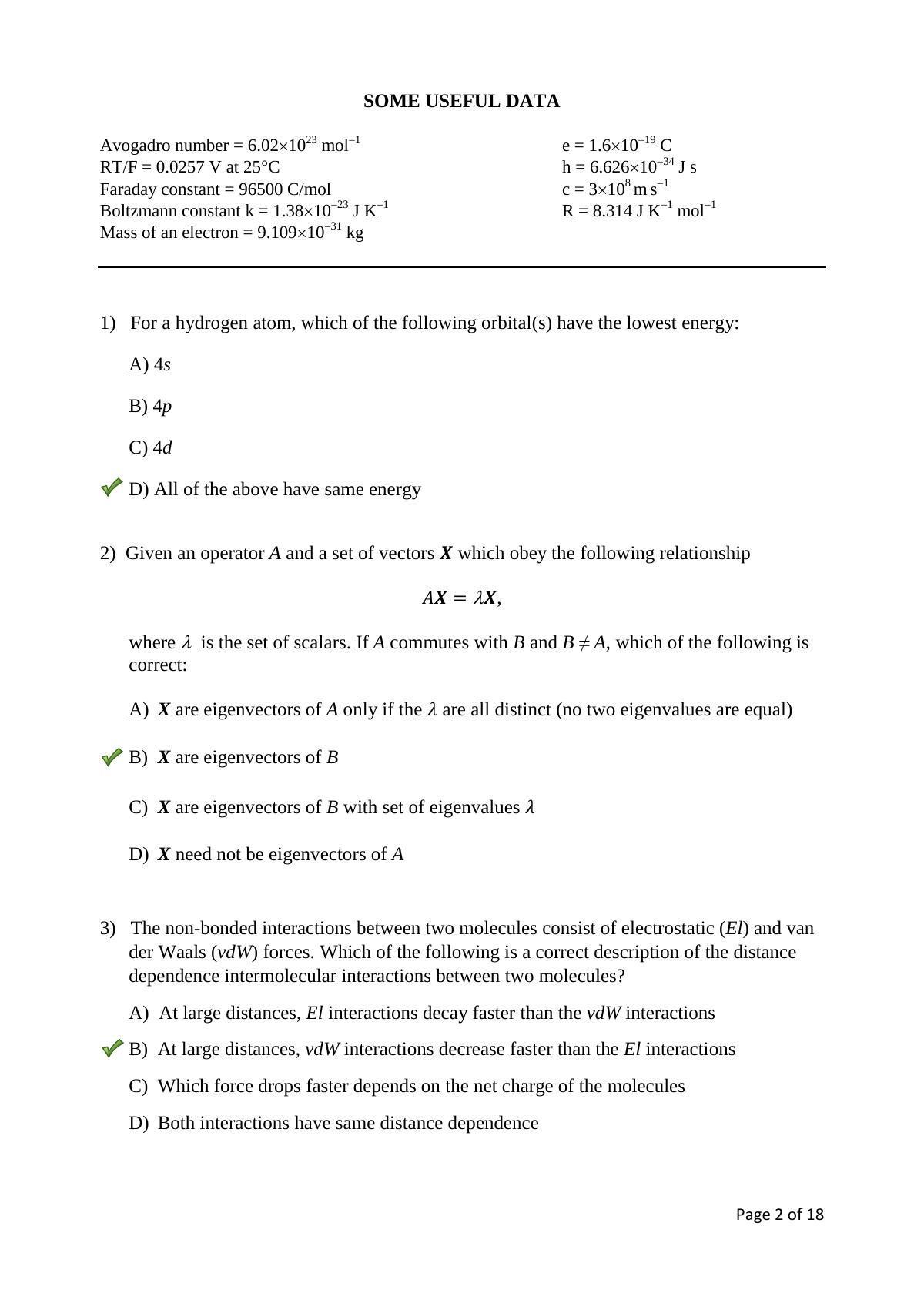TIFR GS 2017 Chemistry X Question Paper - Page 2