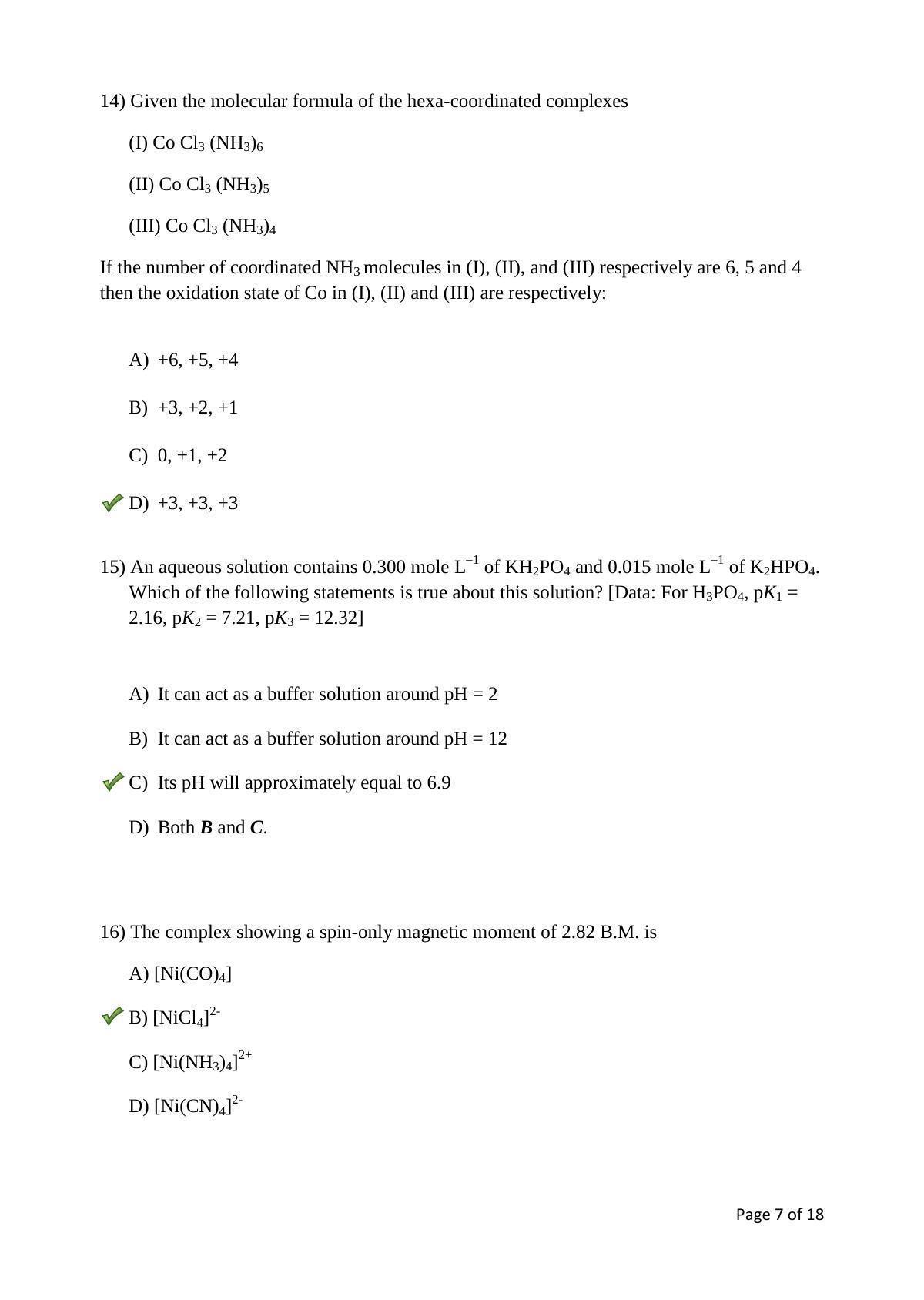 TIFR GS 2017 Chemistry X Question Paper - Page 7