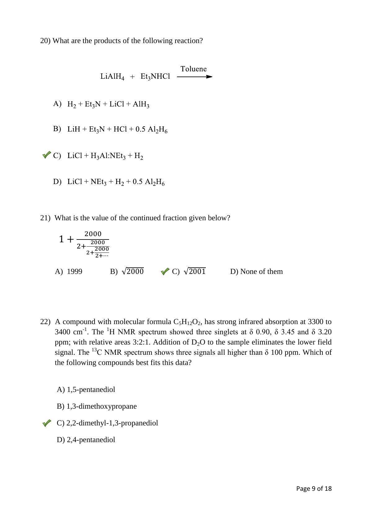 TIFR GS 2017 Chemistry X Question Paper - Page 9