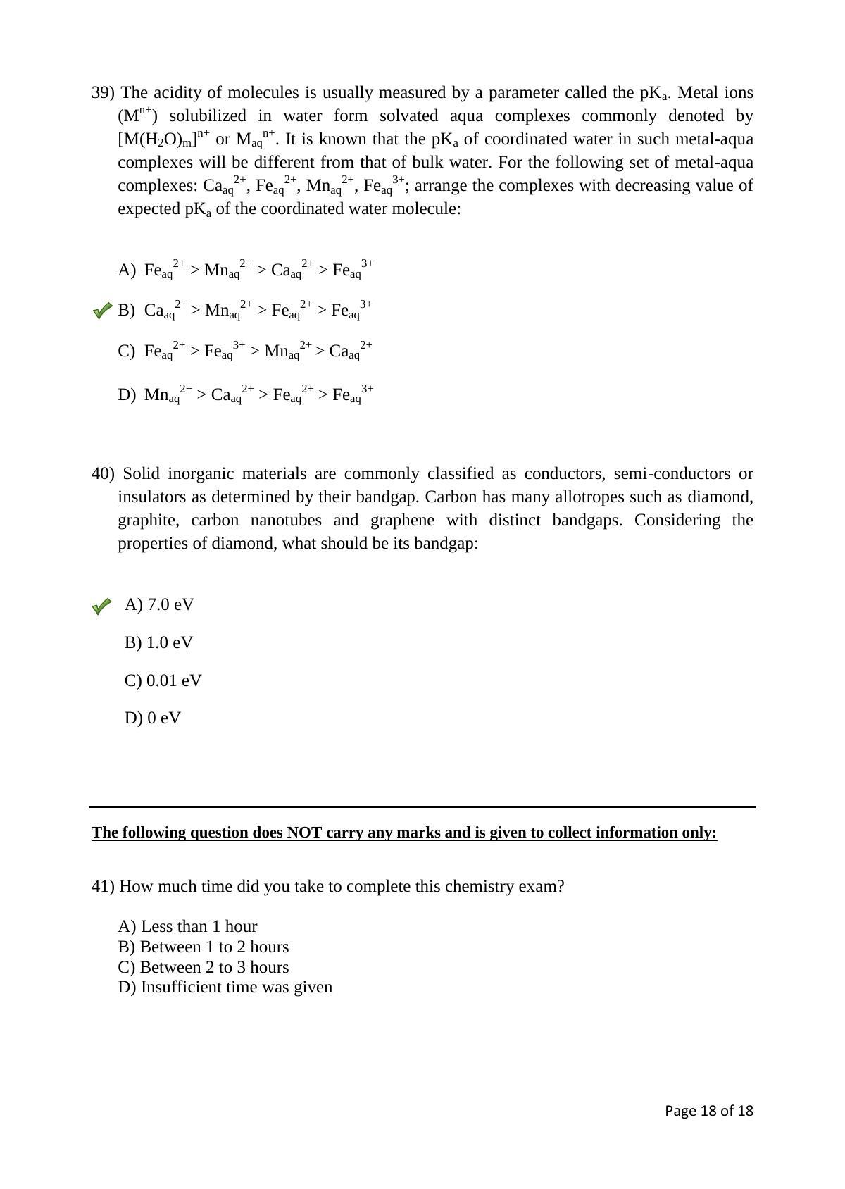 TIFR GS 2017 Chemistry X Question Paper - Page 18