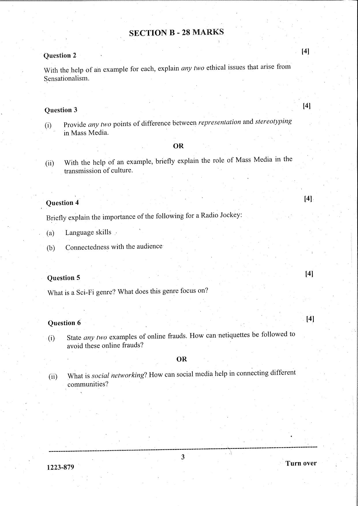 ISC Class 12  Mass Media & Communication 2023 Question Paper - Page 3