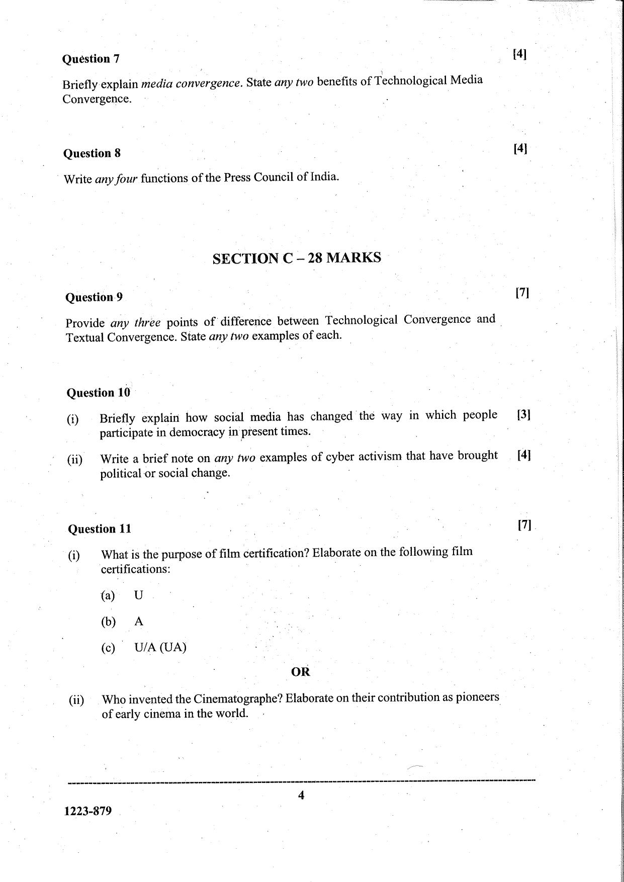 ISC Class 12  Mass Media & Communication 2023 Question Paper - Page 4