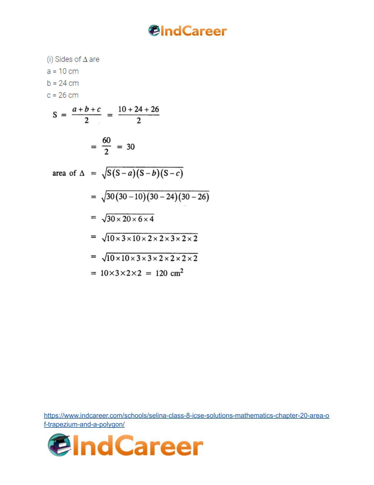 Selina Class 8 ICSE Solutions Mathematics : Chapter 20- Area of Trapezium and a Polygon - Page 3