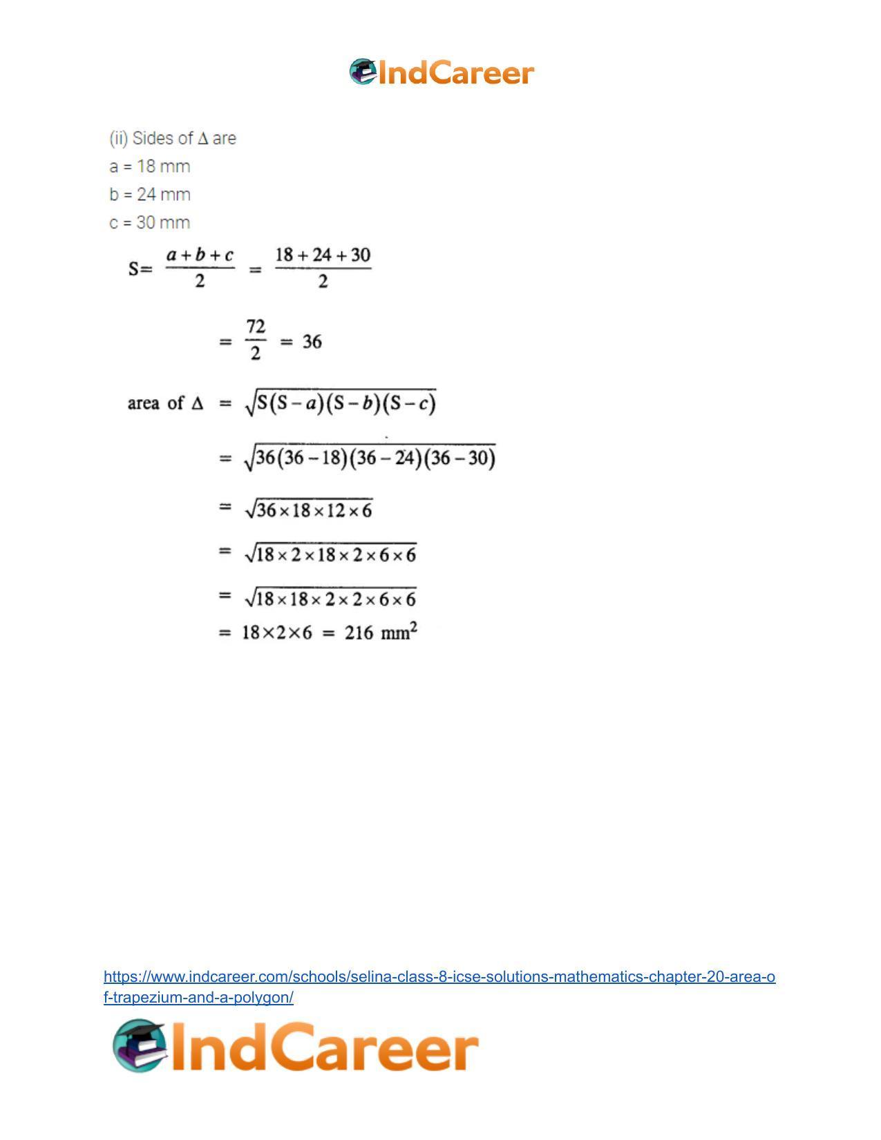 Selina Class 8 ICSE Solutions Mathematics : Chapter 20- Area of Trapezium and a Polygon - Page 4