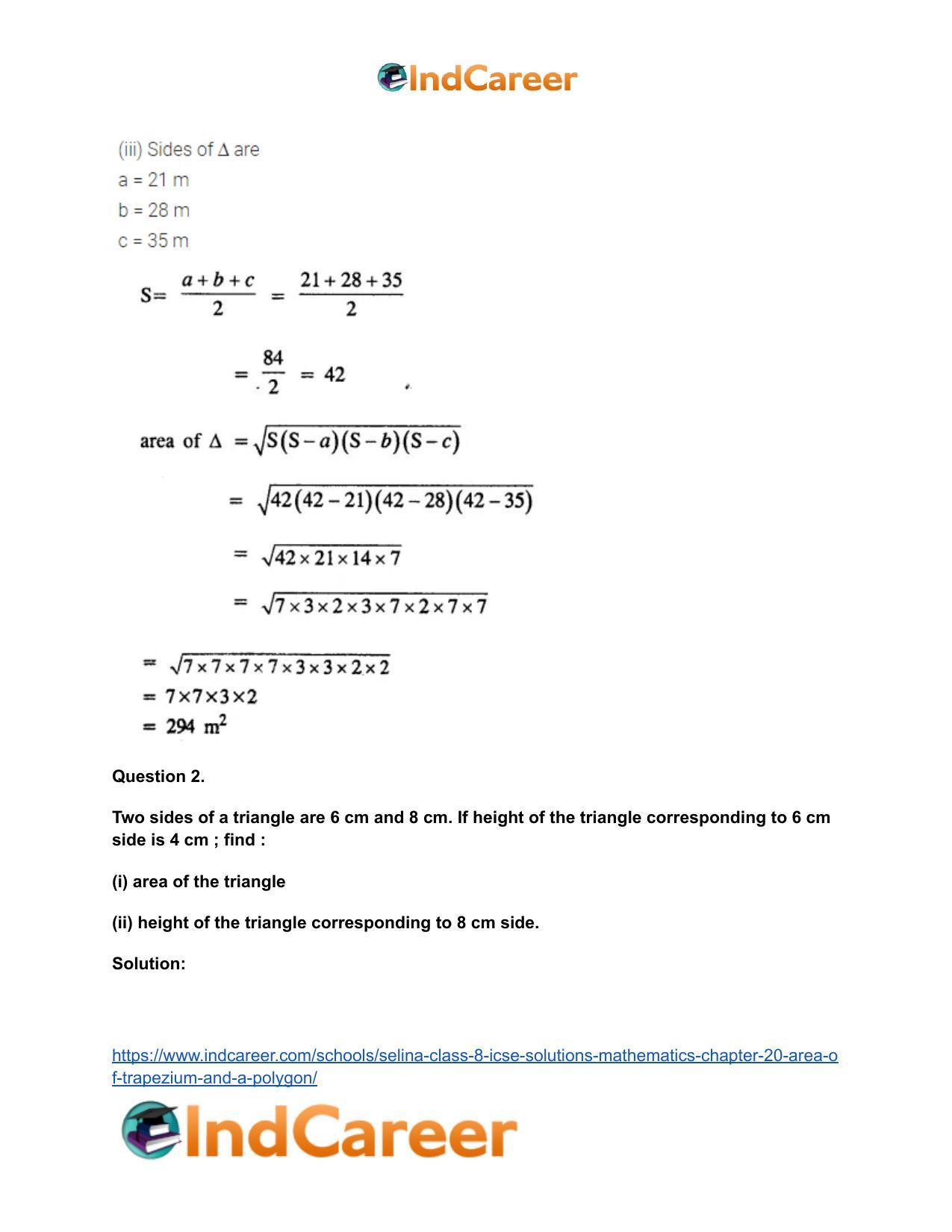Selina Class 8 ICSE Solutions Mathematics : Chapter 20- Area of Trapezium and a Polygon - Page 5