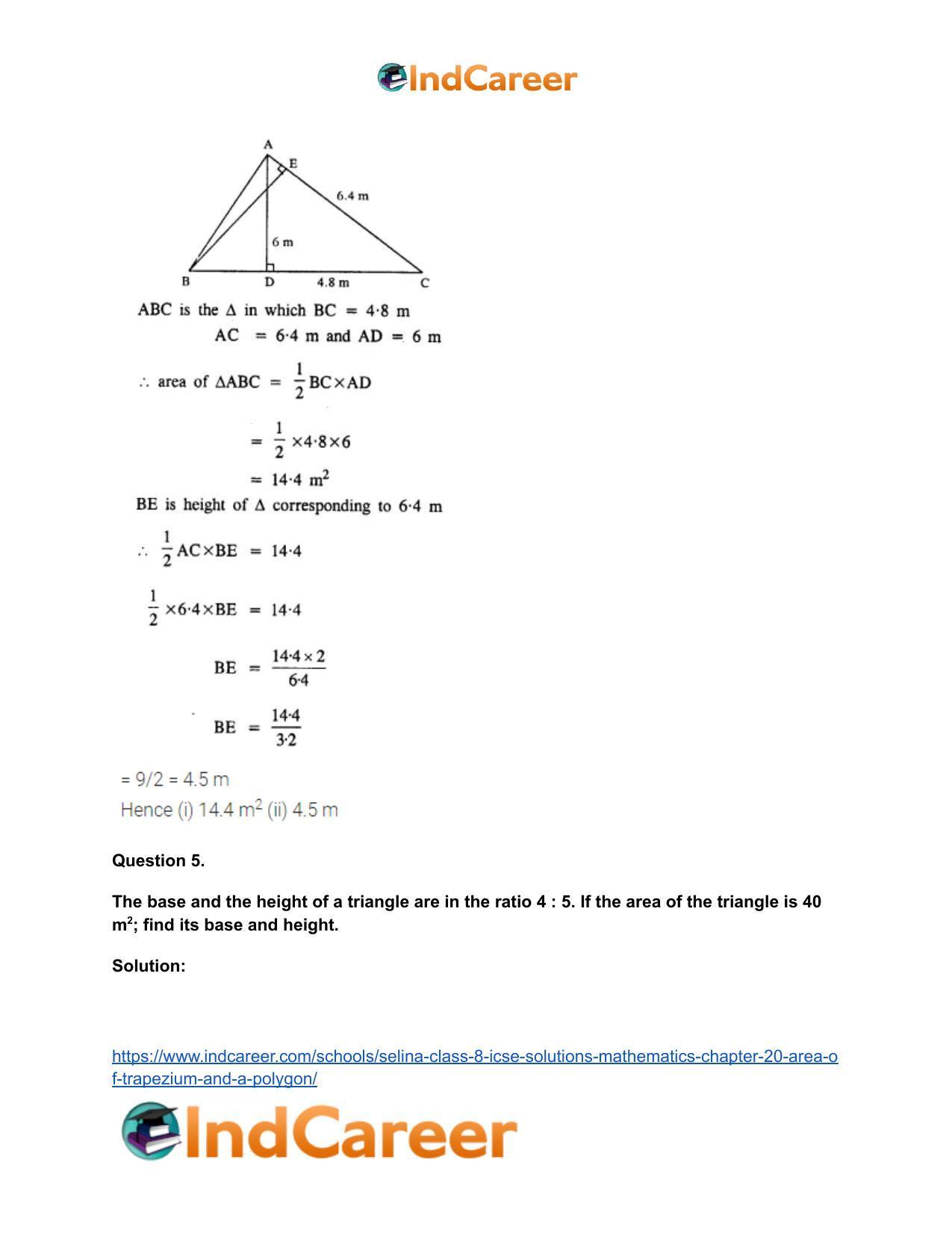 Selina Class 8 ICSE Solutions Mathematics : Chapter 20- Area of Trapezium and a Polygon - Page 9