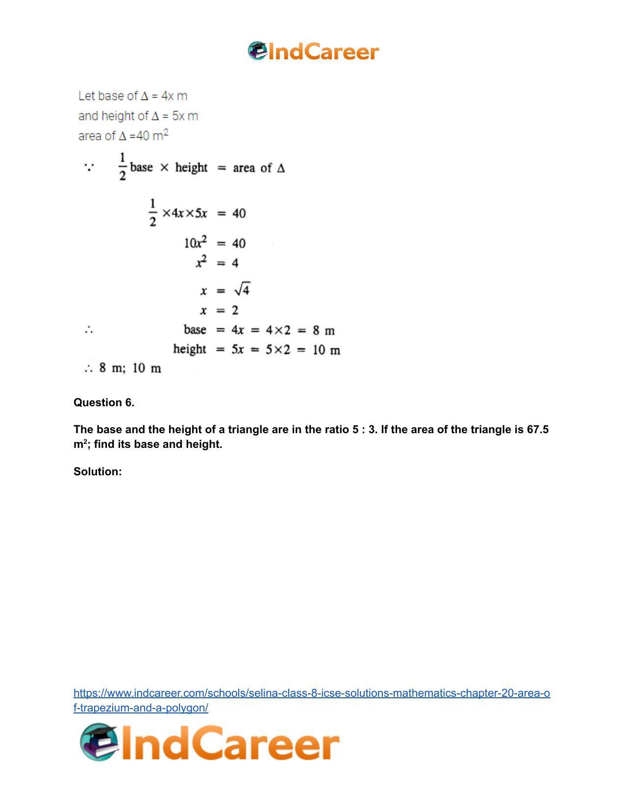 Selina Class 8 ICSE Solutions Mathematics : Chapter 20- Area of Trapezium and a Polygon - Page 10