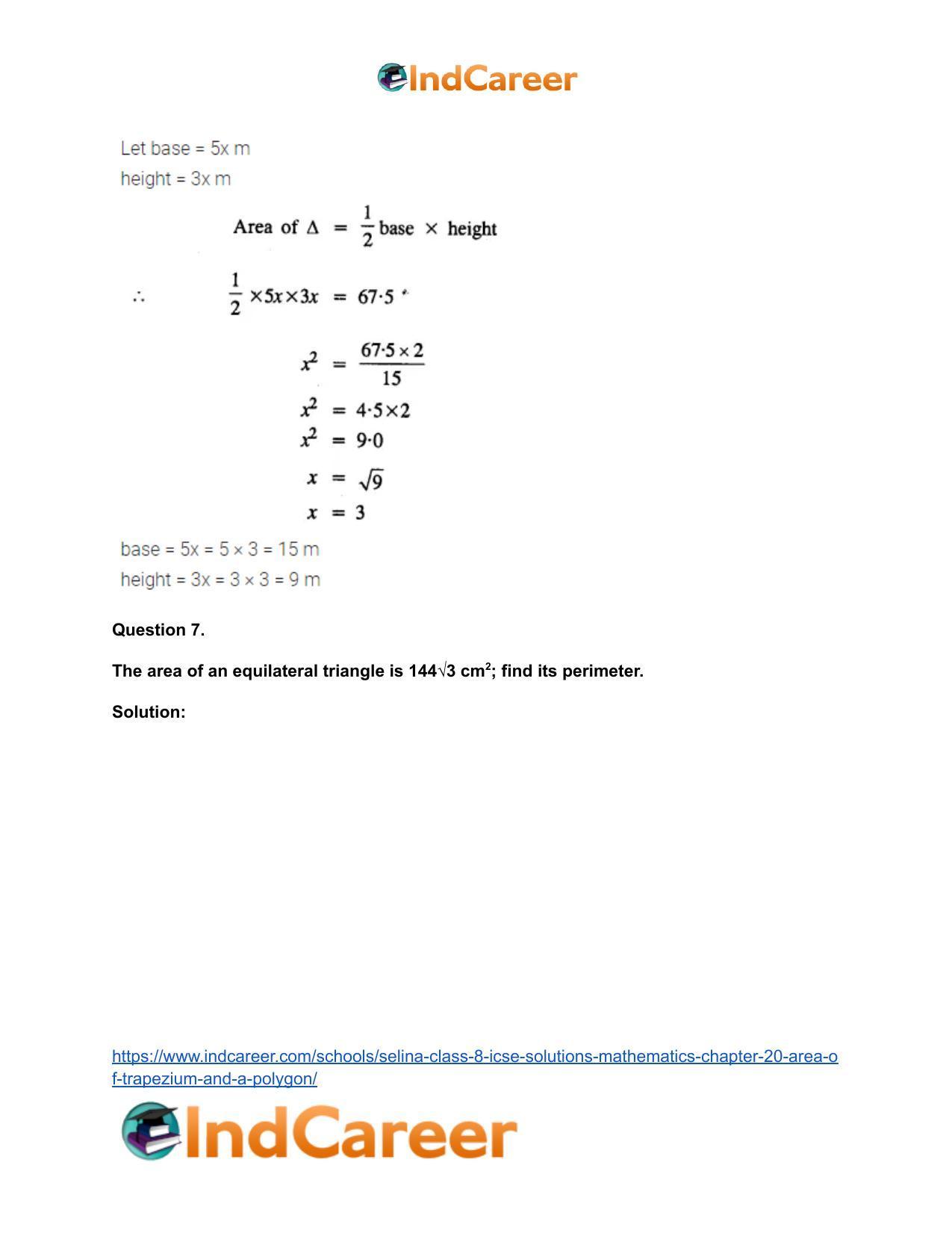Selina Class 8 ICSE Solutions Mathematics : Chapter 20- Area of Trapezium and a Polygon - Page 11