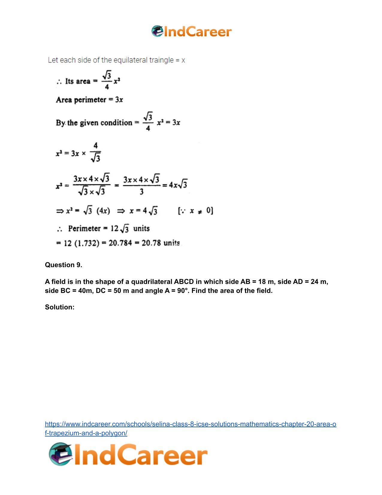 Selina Class 8 ICSE Solutions Mathematics : Chapter 20- Area of Trapezium and a Polygon - Page 13