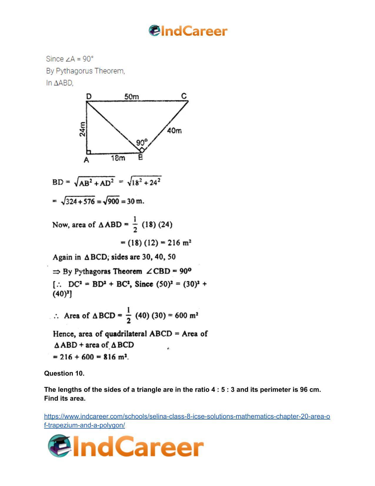 Selina Class 8 ICSE Solutions Mathematics : Chapter 20- Area of Trapezium and a Polygon - Page 14