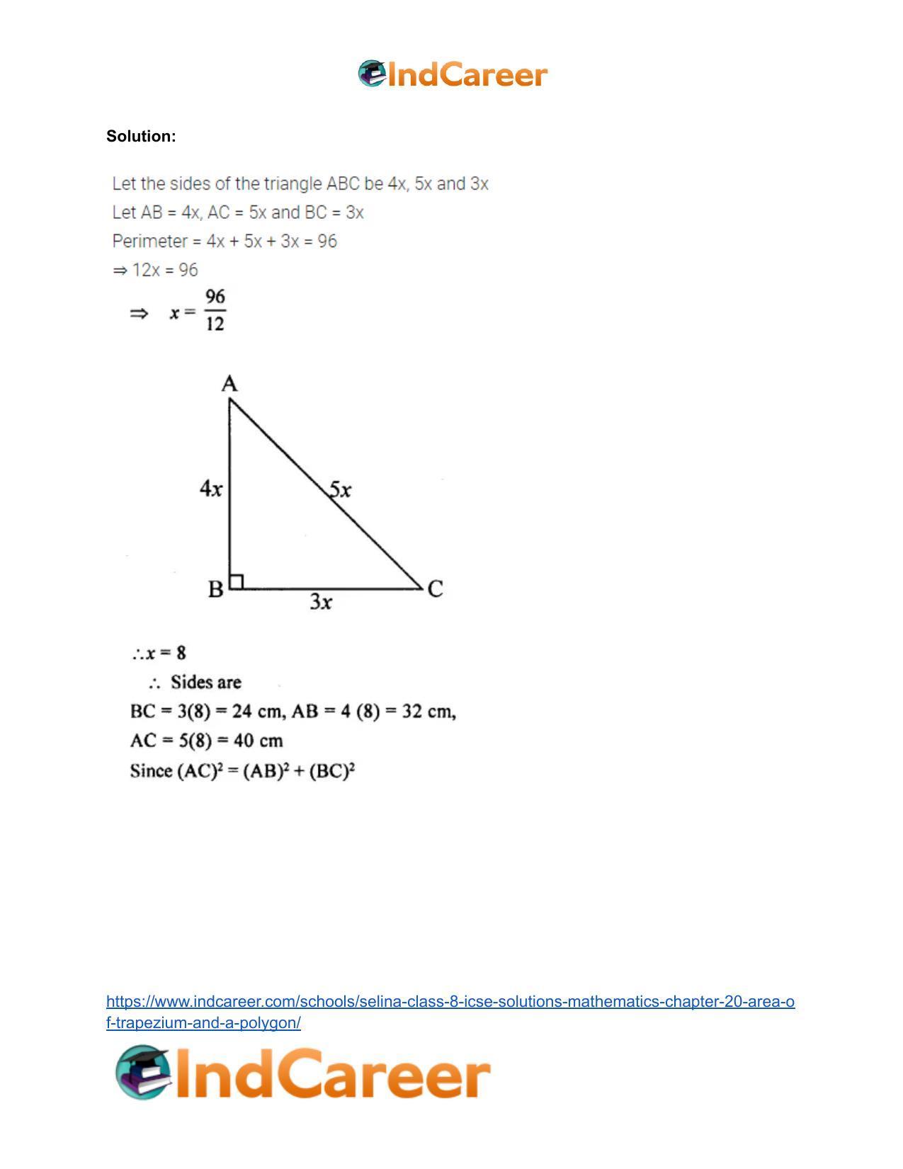 Selina Class 8 ICSE Solutions Mathematics : Chapter 20- Area of Trapezium and a Polygon - Page 15