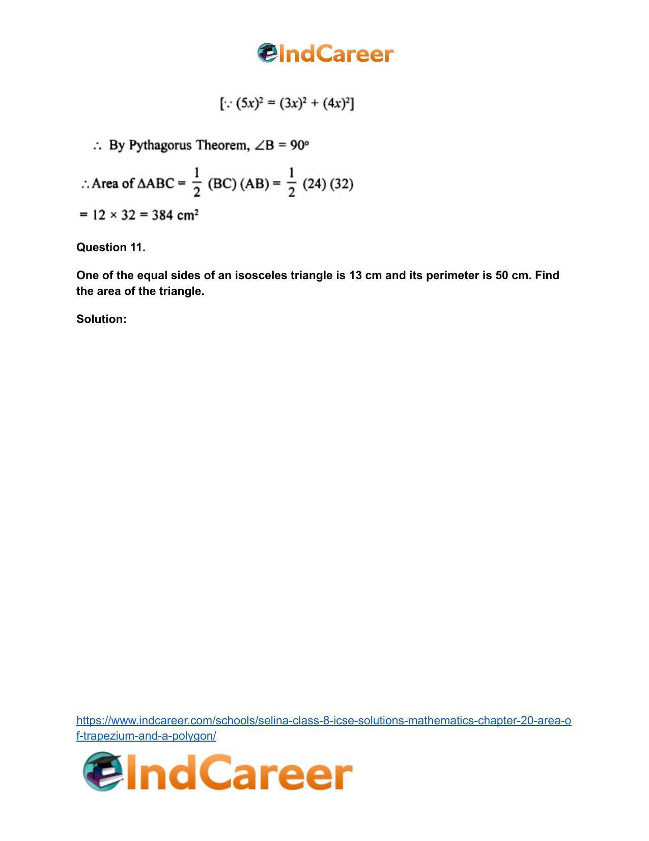 Selina Class 8 ICSE Solutions Mathematics : Chapter 20- Area of Trapezium and a Polygon - Page 16