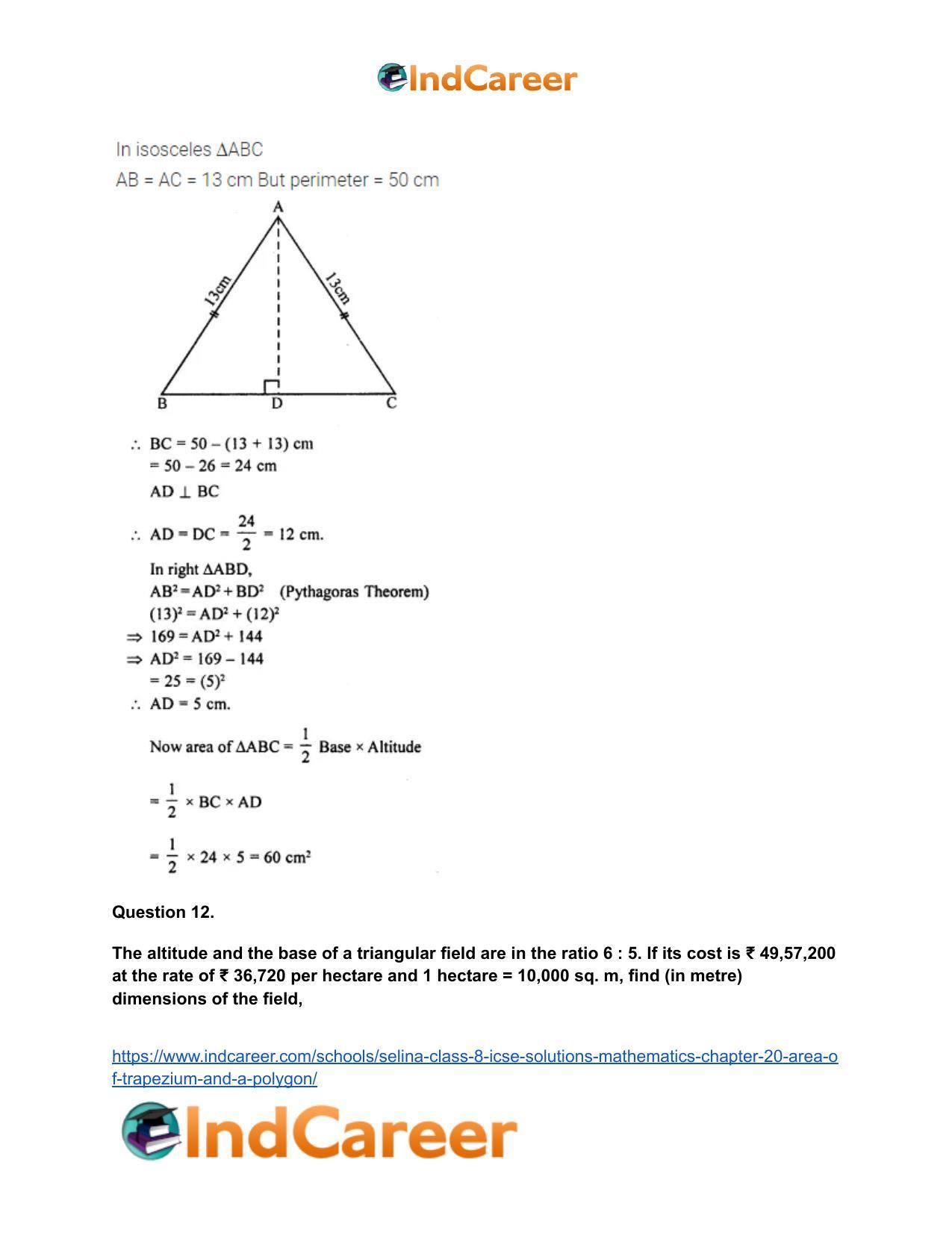Selina Class 8 ICSE Solutions Mathematics : Chapter 20- Area of Trapezium and a Polygon - Page 17