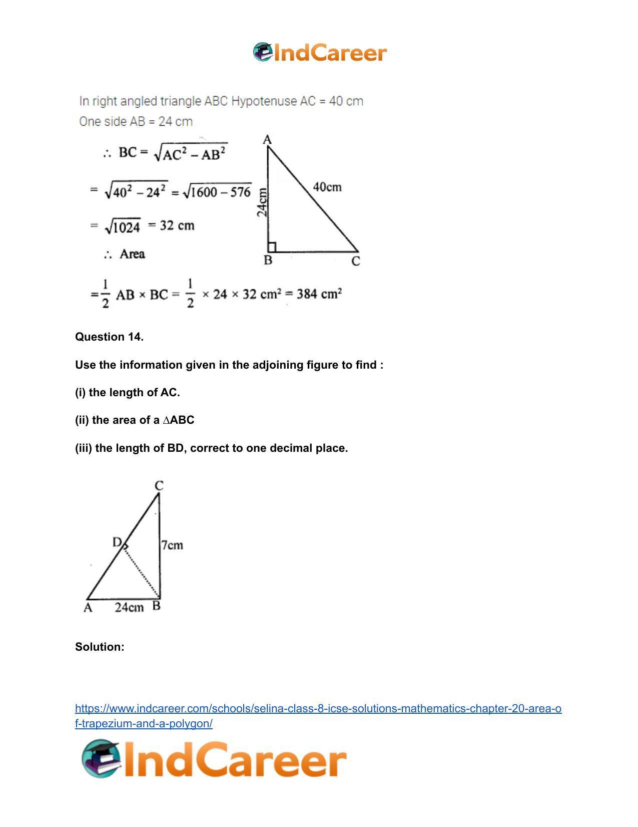 Selina Class 8 ICSE Solutions Mathematics : Chapter 20- Area of Trapezium and a Polygon - Page 19