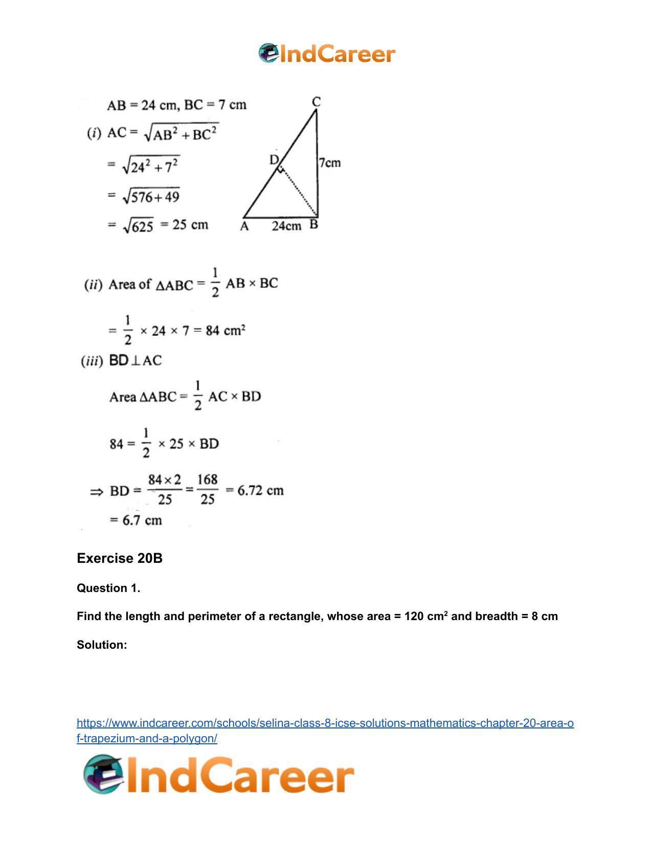 Selina Class 8 ICSE Solutions Mathematics : Chapter 20- Area of Trapezium and a Polygon - Page 20