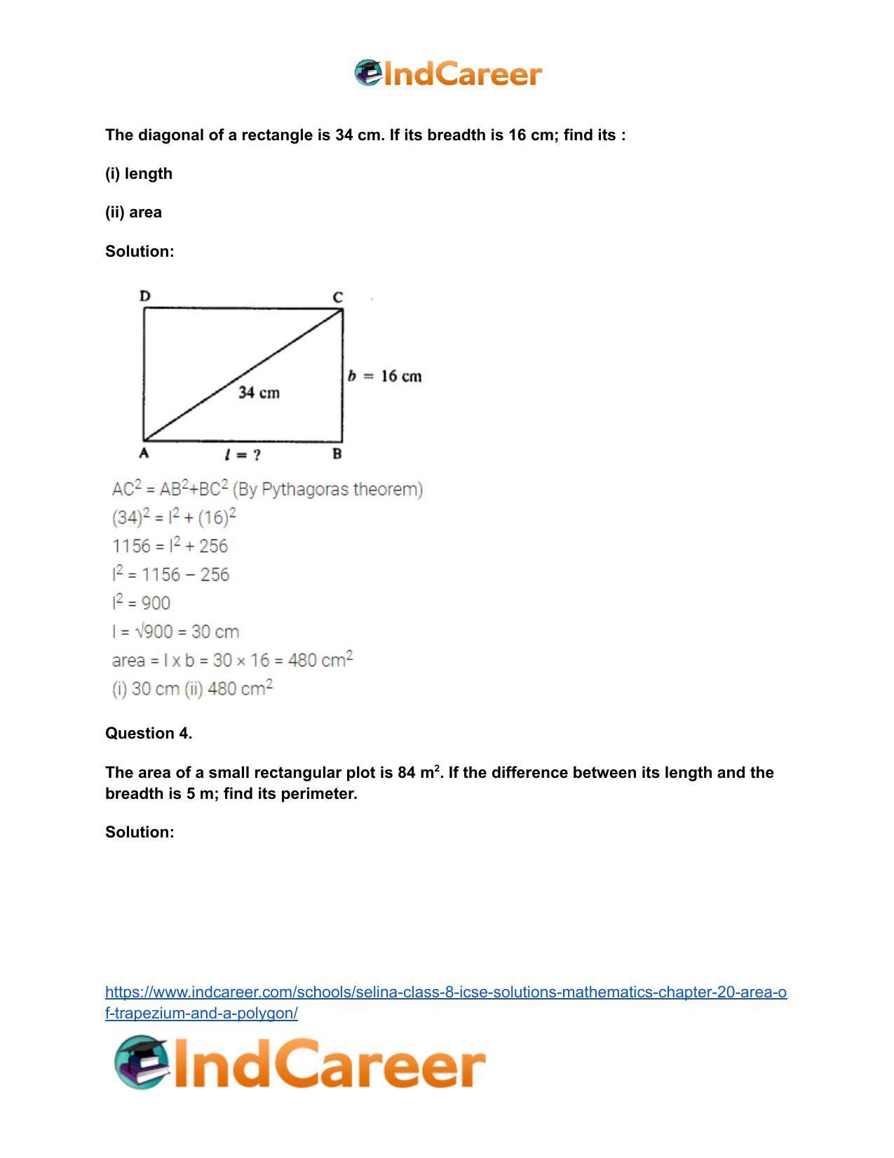 Selina Class 8 ICSE Solutions Mathematics : Chapter 20- Area of Trapezium and a Polygon - Page 22