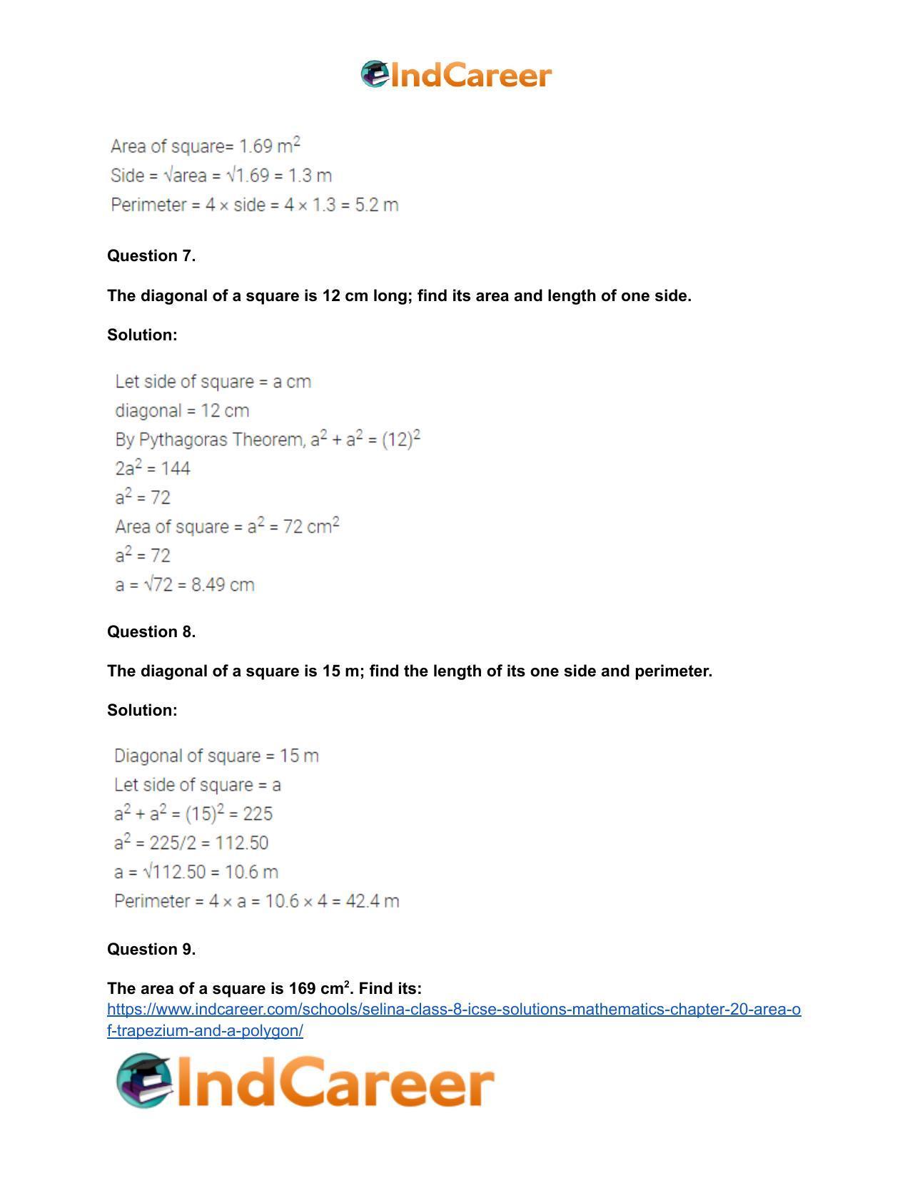 Selina Class 8 ICSE Solutions Mathematics : Chapter 20- Area of Trapezium and a Polygon - Page 24